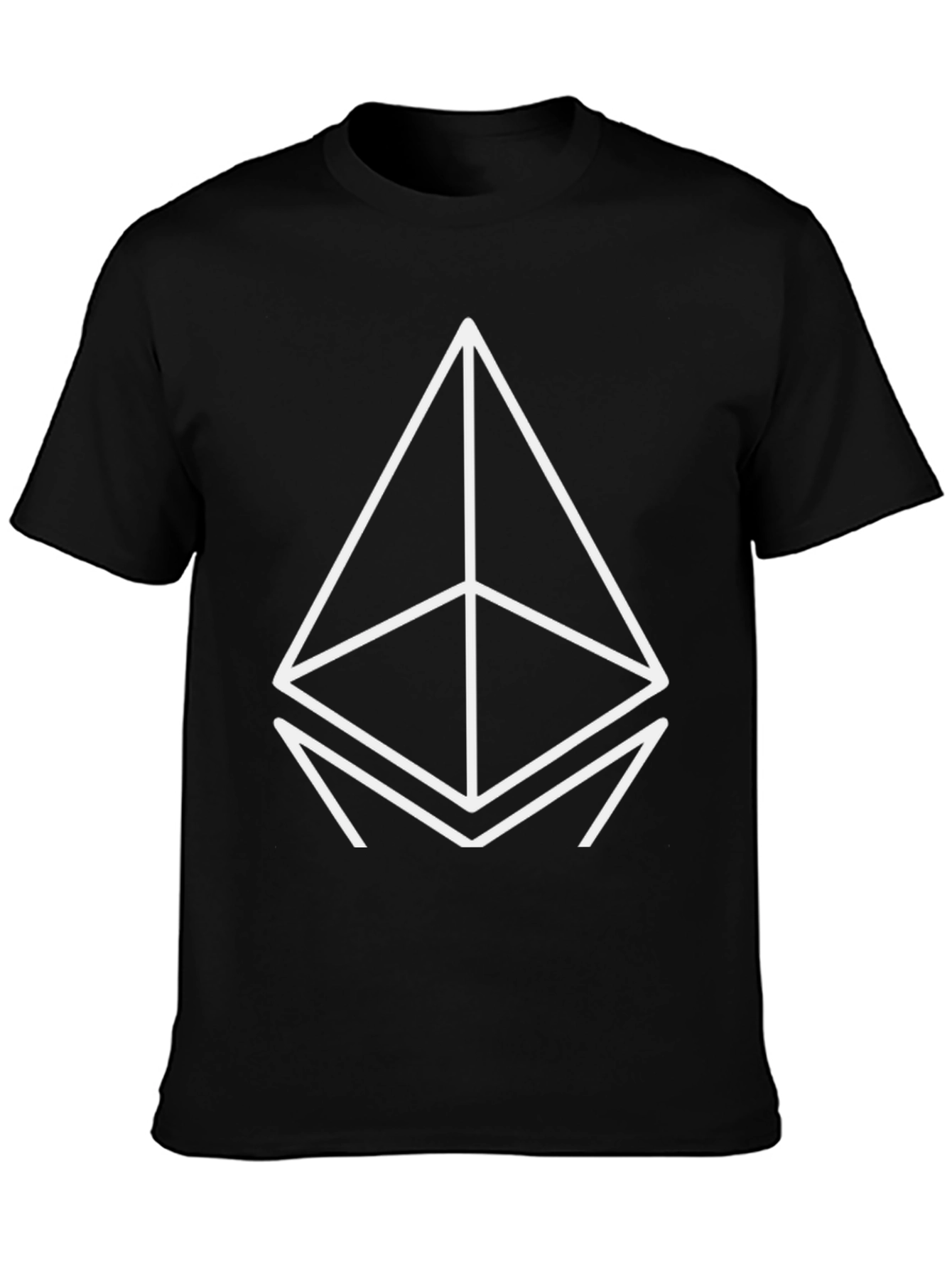 Black Geometric Graphic Tee - Stylish Black Cotton Shirt view 3