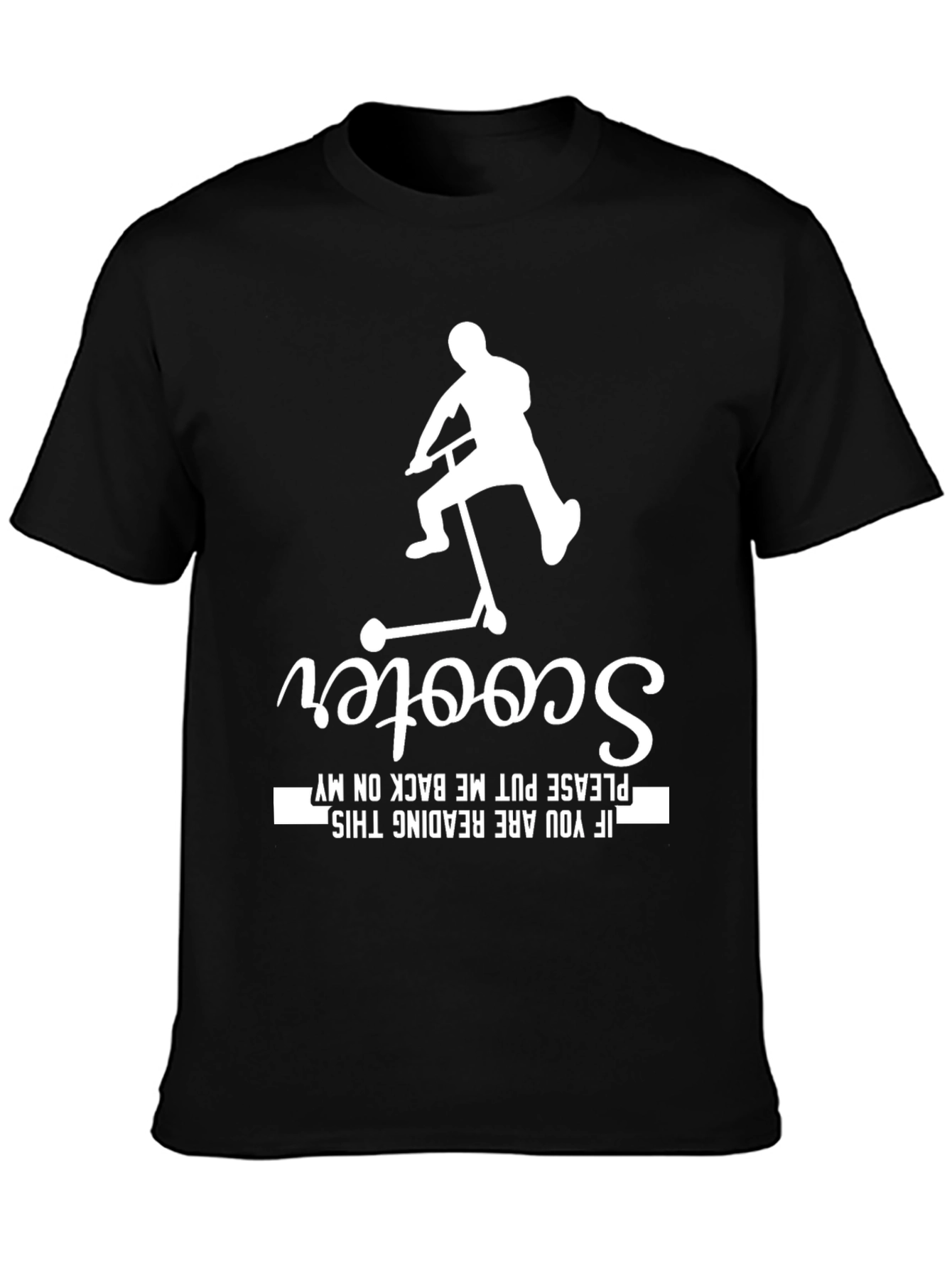 Black Funny Scooter Rider T-Shirt - Please Put Me Back On My Scooter view 3