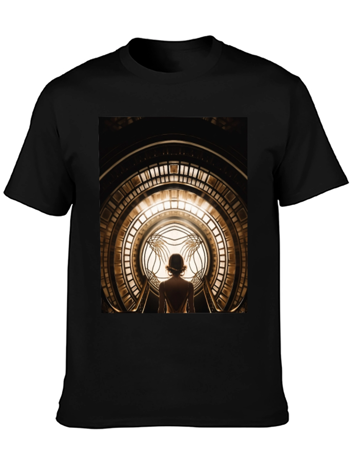 Black Art Deco Portal Graphic Tee - Unique Design view 3