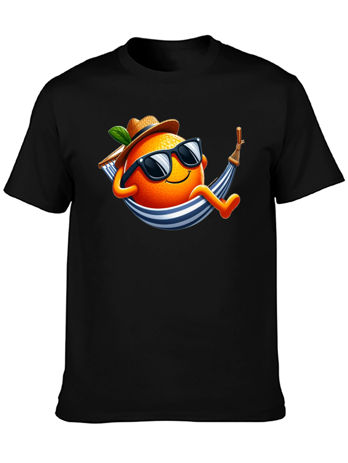Black Relaxing Orange T-Shirt: Summer Vibes view 3