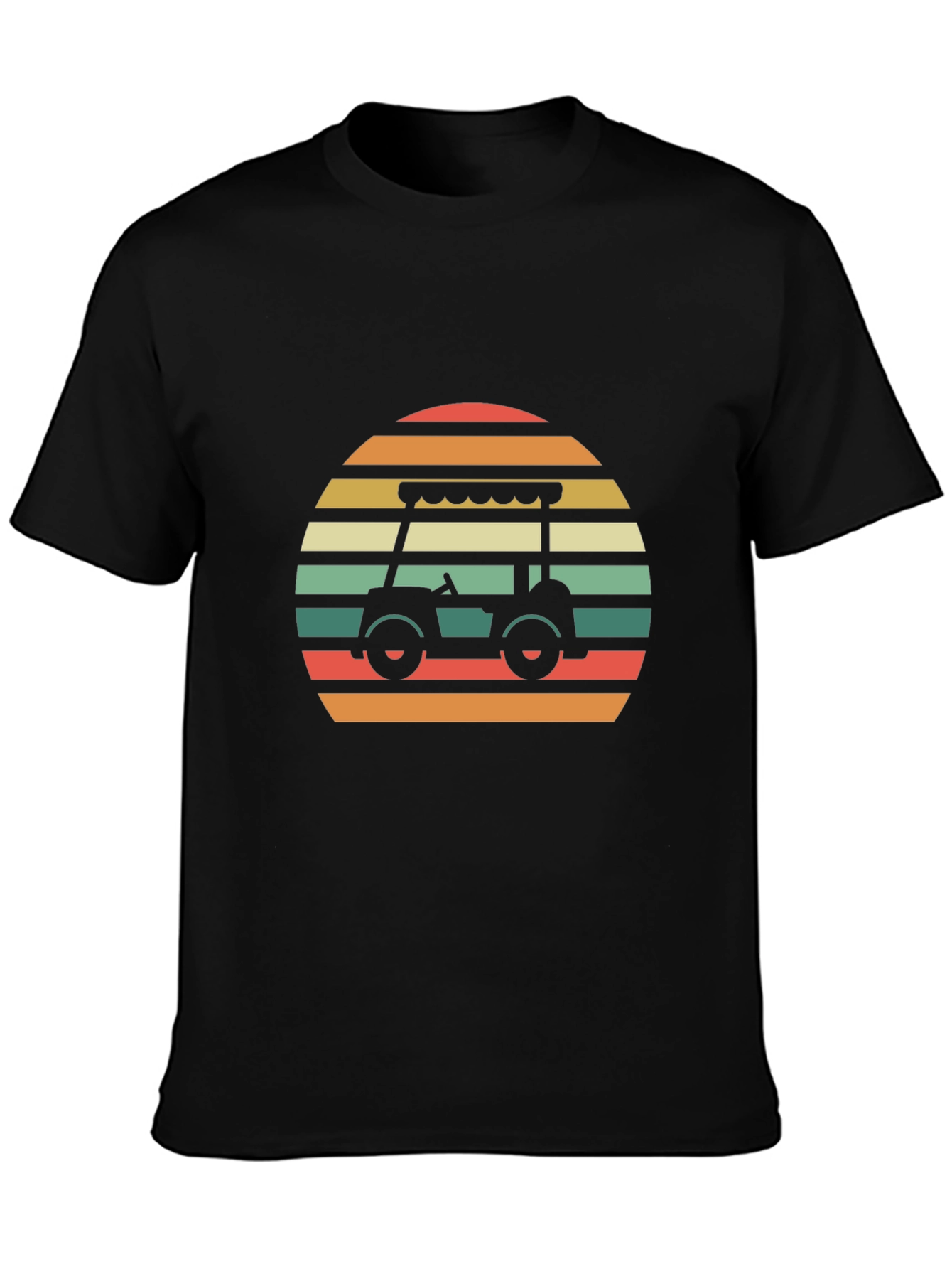 Black Retro Golf Cart T-Shirt view 3