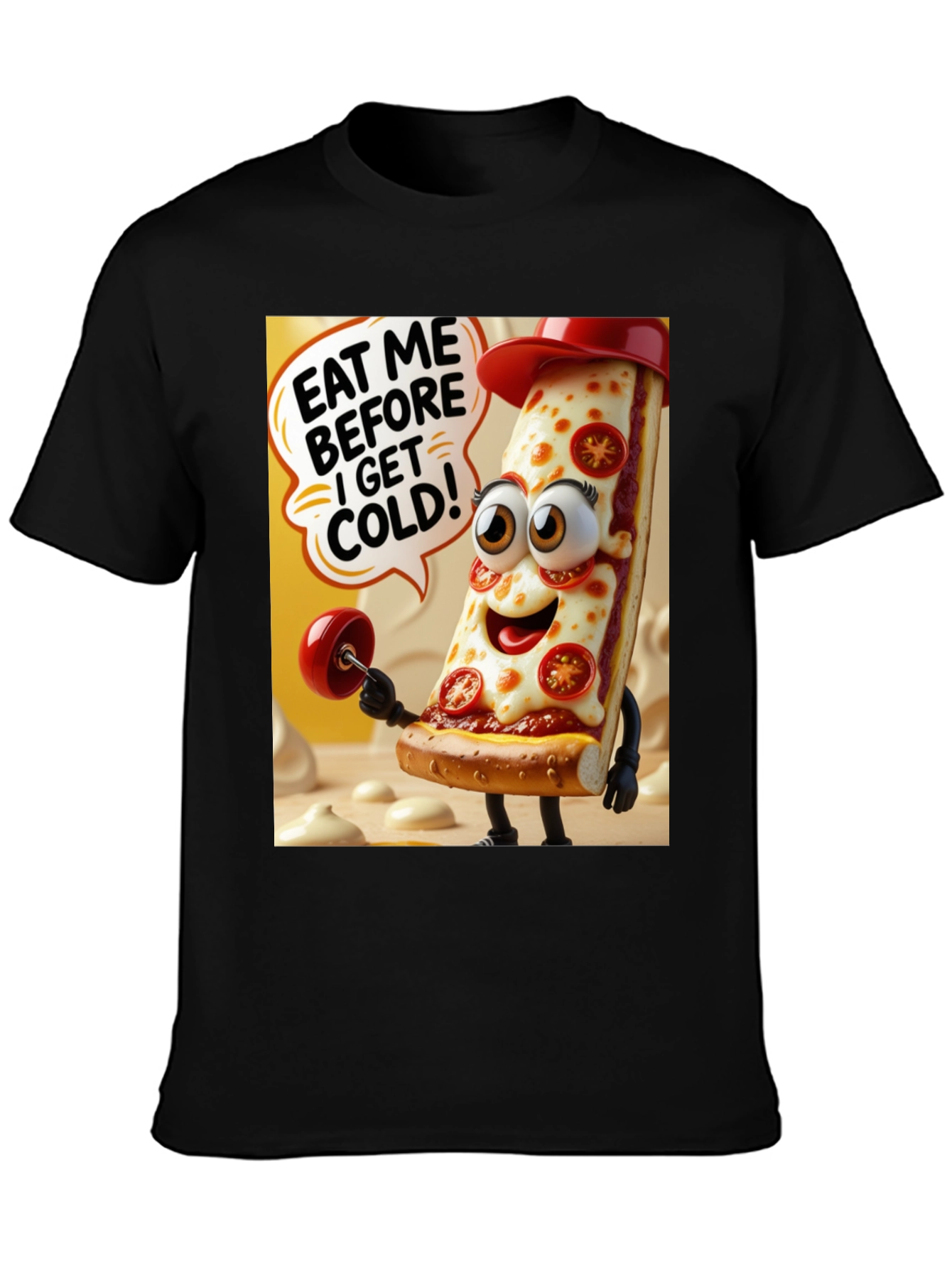 Black Pizza Lover's Graphic T-Shirt view 3