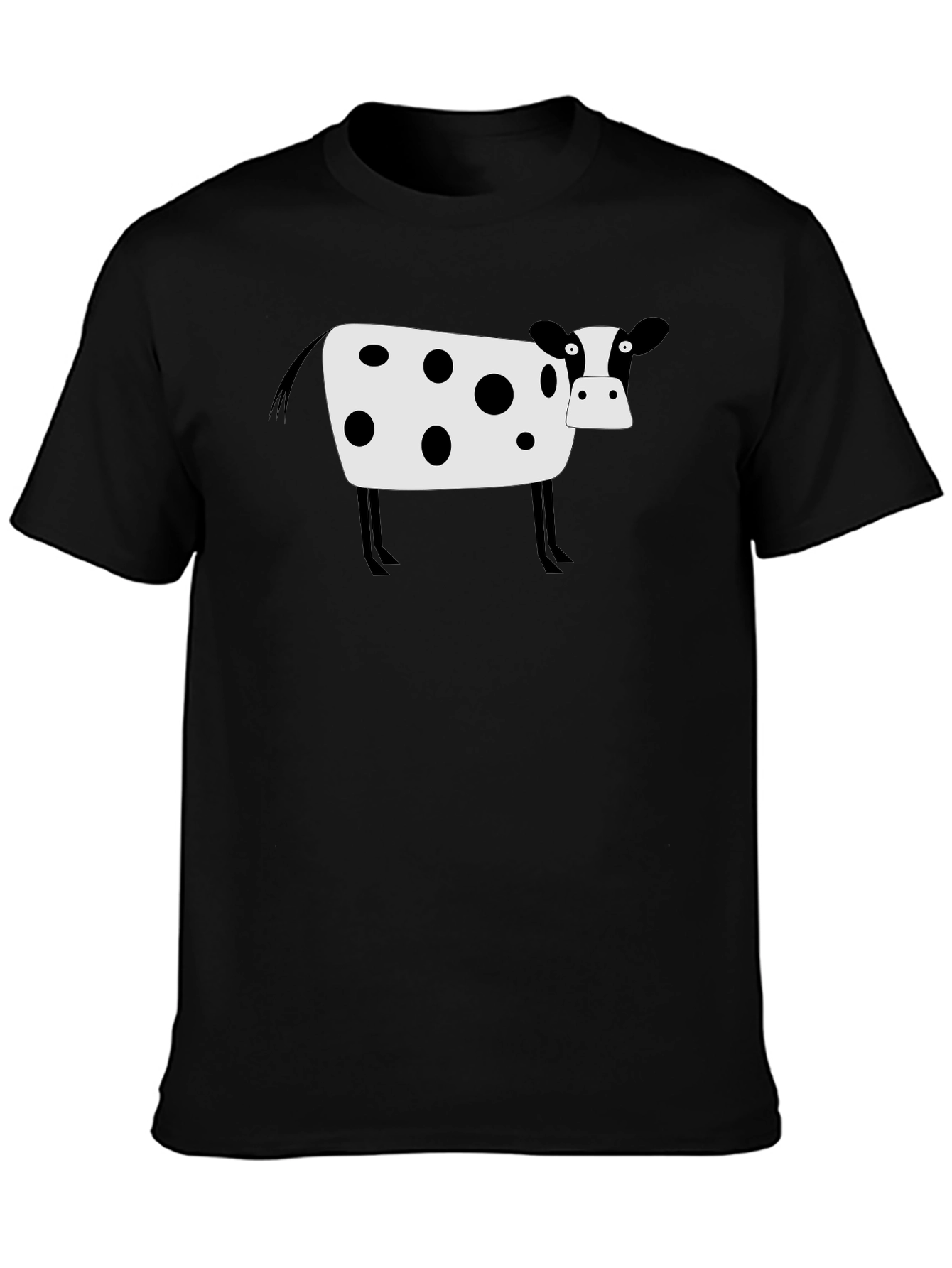 Black Cow Graphic Tee - Black Cotton Blend Casual T-Shirt view 3
