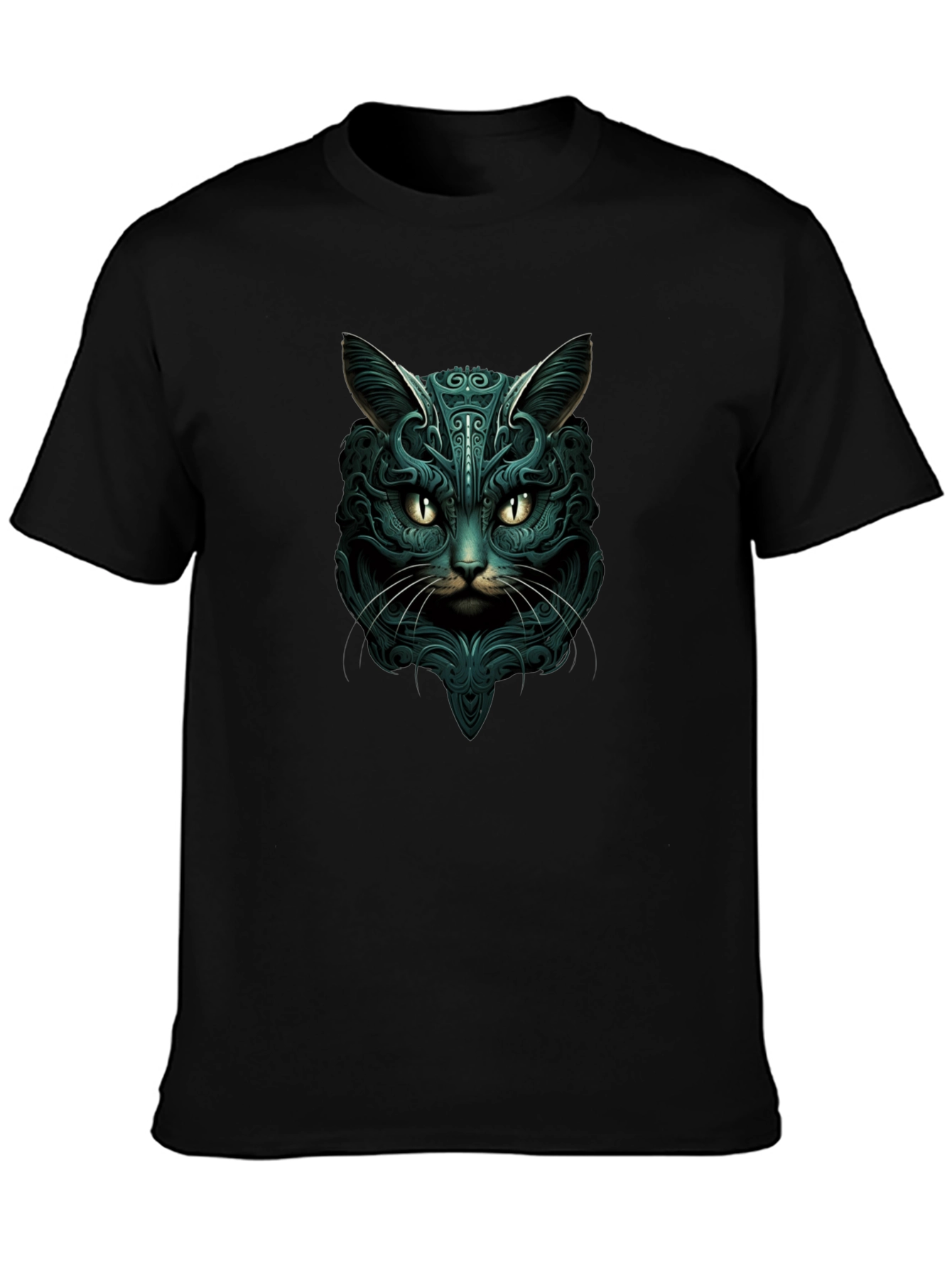 Black Mystic Cat Graphic Tee - Black view 3