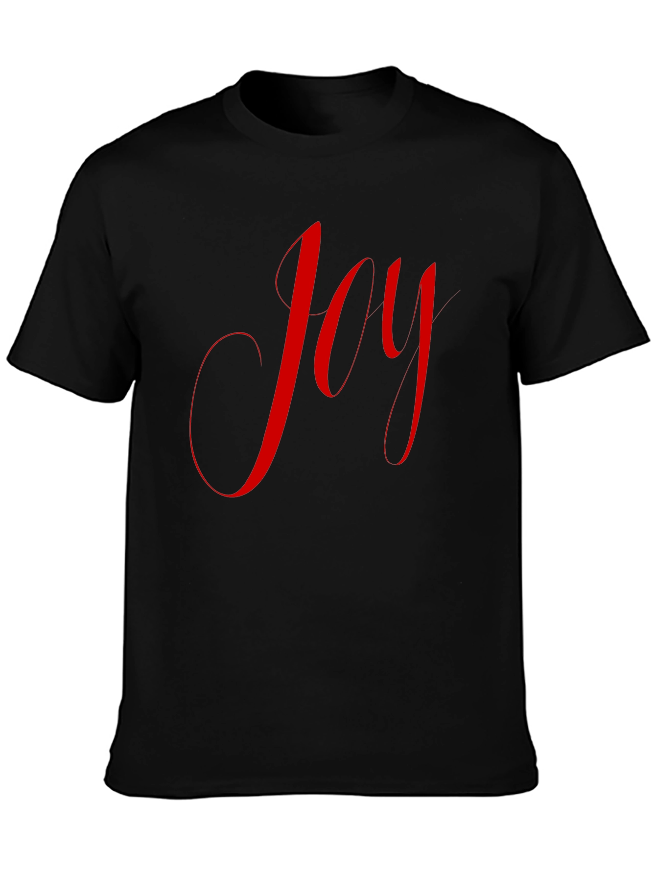 Black Joyful Red Script on Black T-Shirt view 3