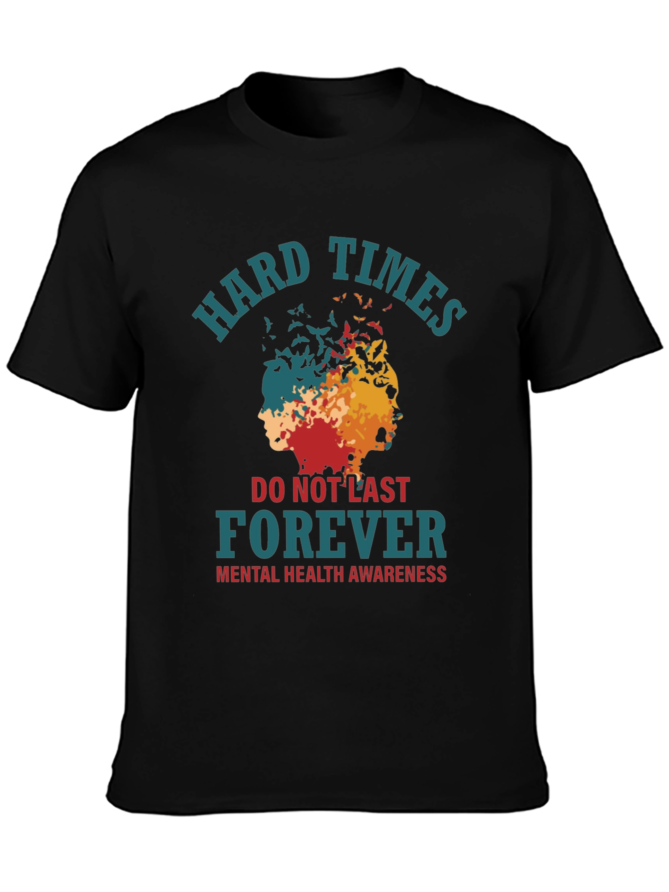 Black Hard Times Mental Health Awareness Graphic Tee view 3
