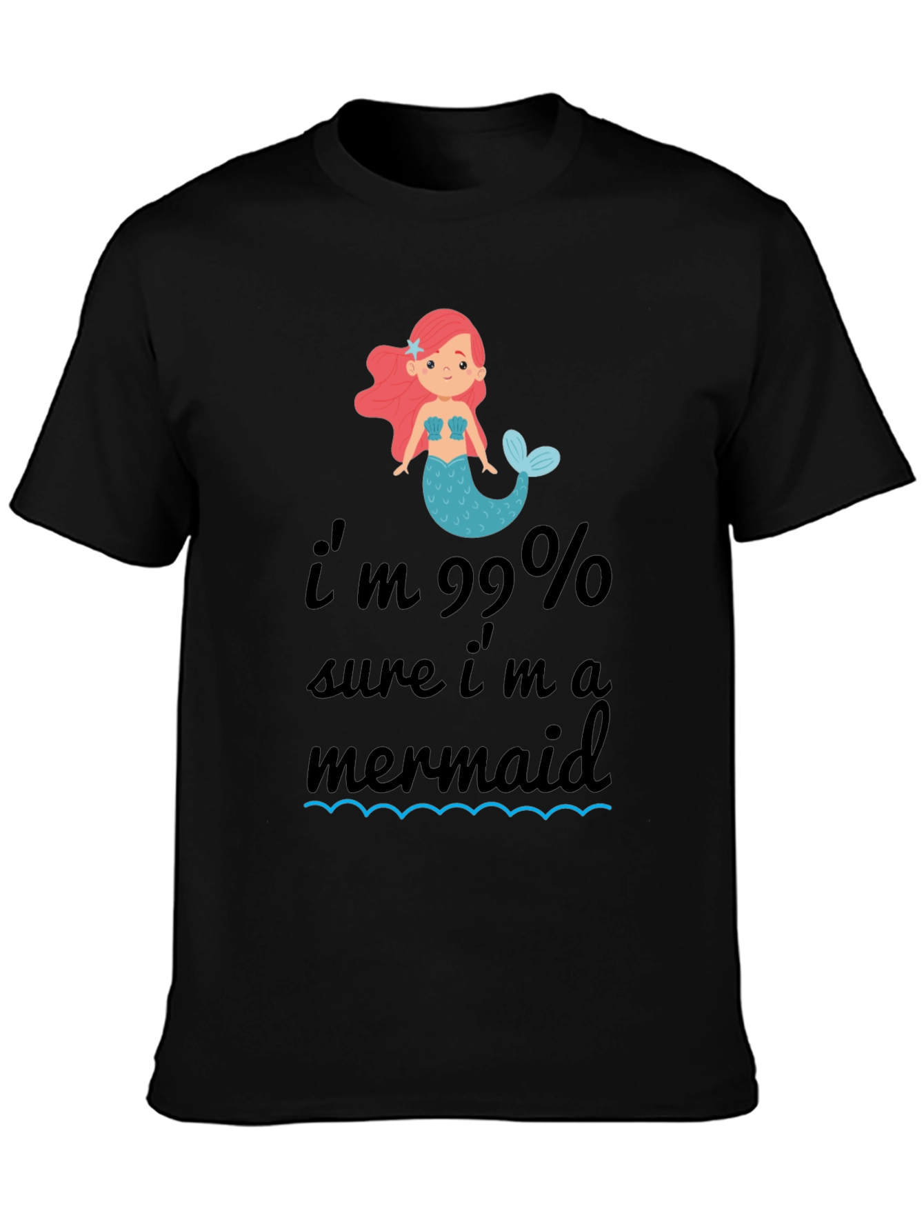 99% Mermaid T-Shirt - Black Cotton Tee - 3