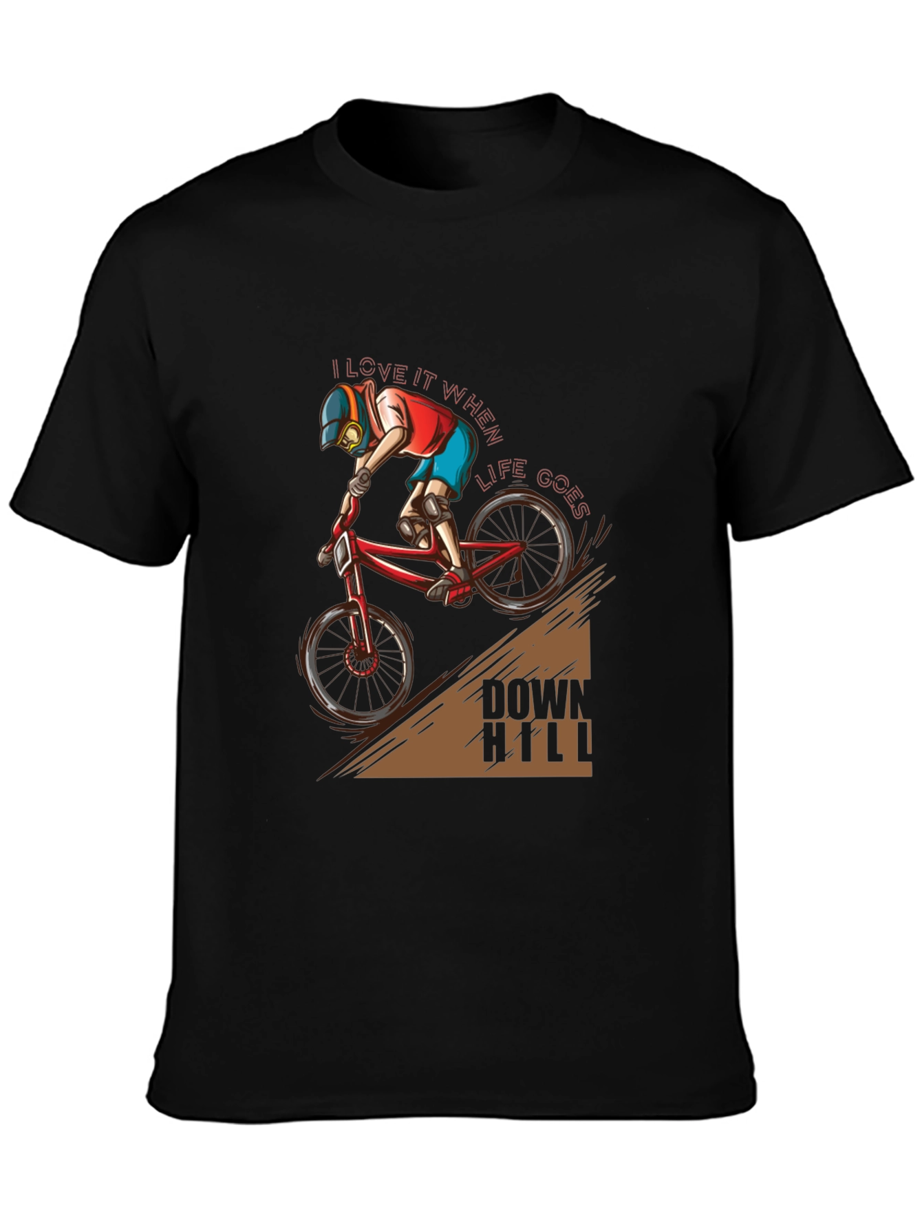 Black Downhill Biker T-Shirt - I Love it When Life Goes Downhill view 3