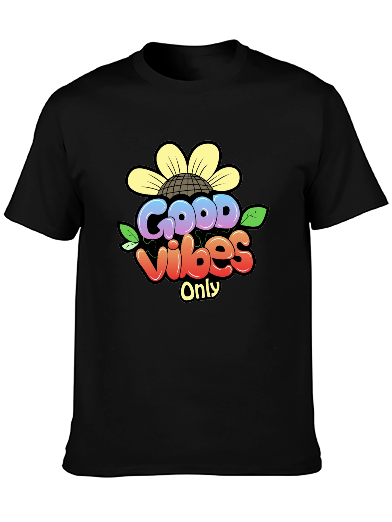 Black Good Vibes Only T-Shirt - Black Graphic Tee view 3