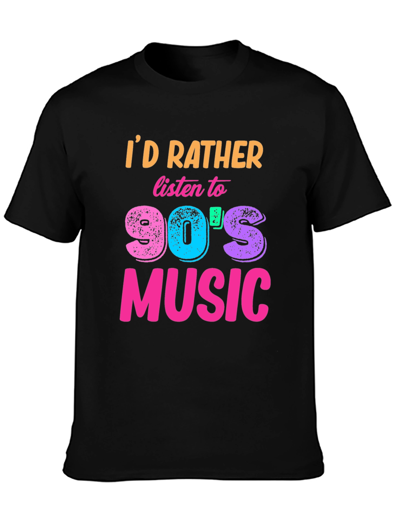 Black 90s Music T-Shirt - Retro Style view 3