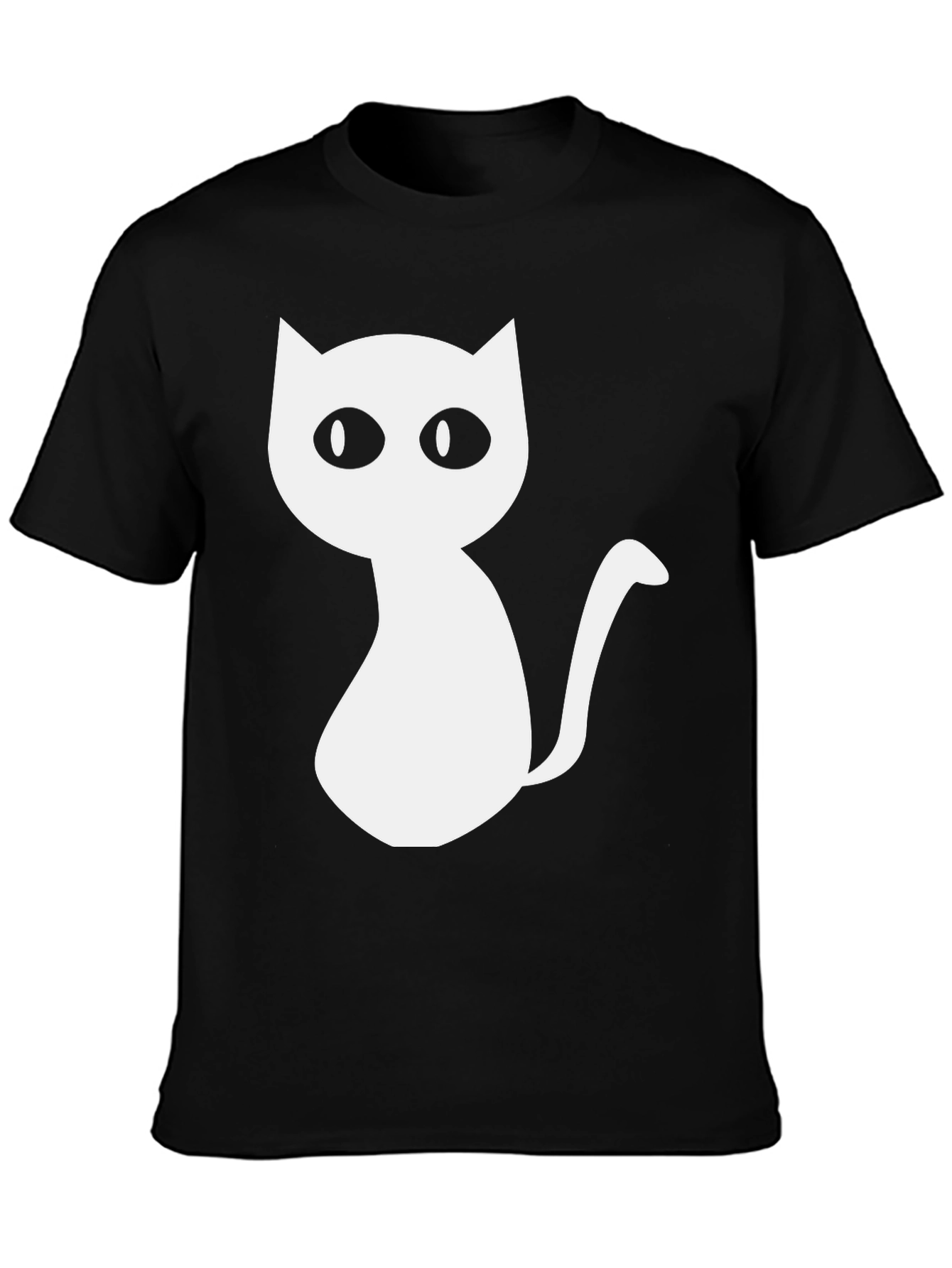 Black Cute Cat Graphic Tee - Unisex Black T-Shirt view 3