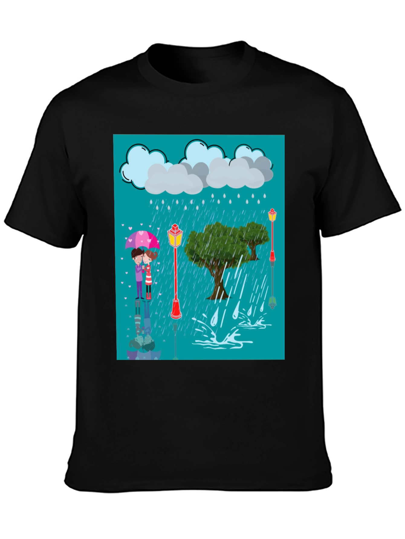 Black Rainy Day Lovers T-Shirt view 3