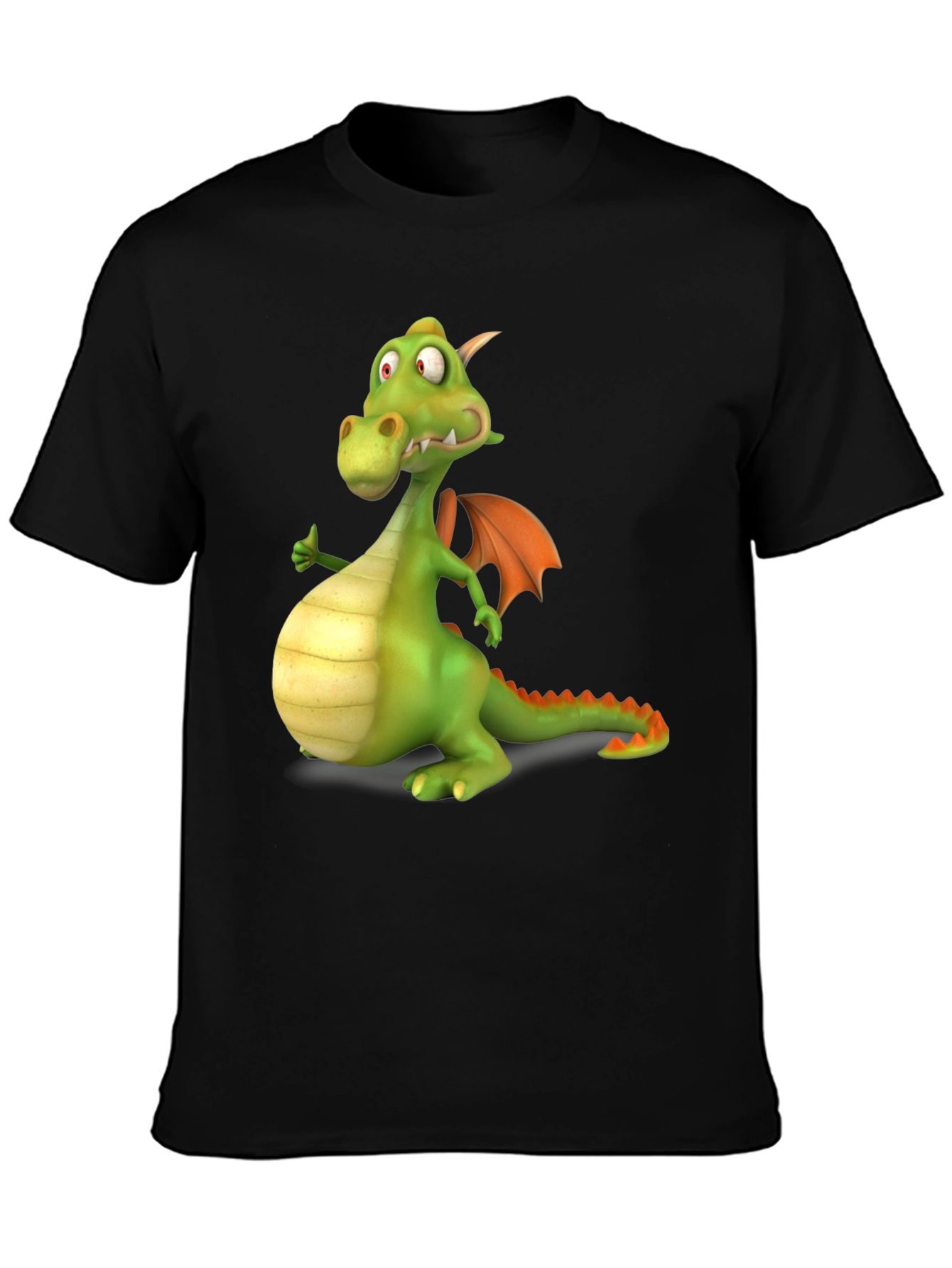 Black Funny Dragon Graphic Tee - Black Cotton T-Shirt view 3