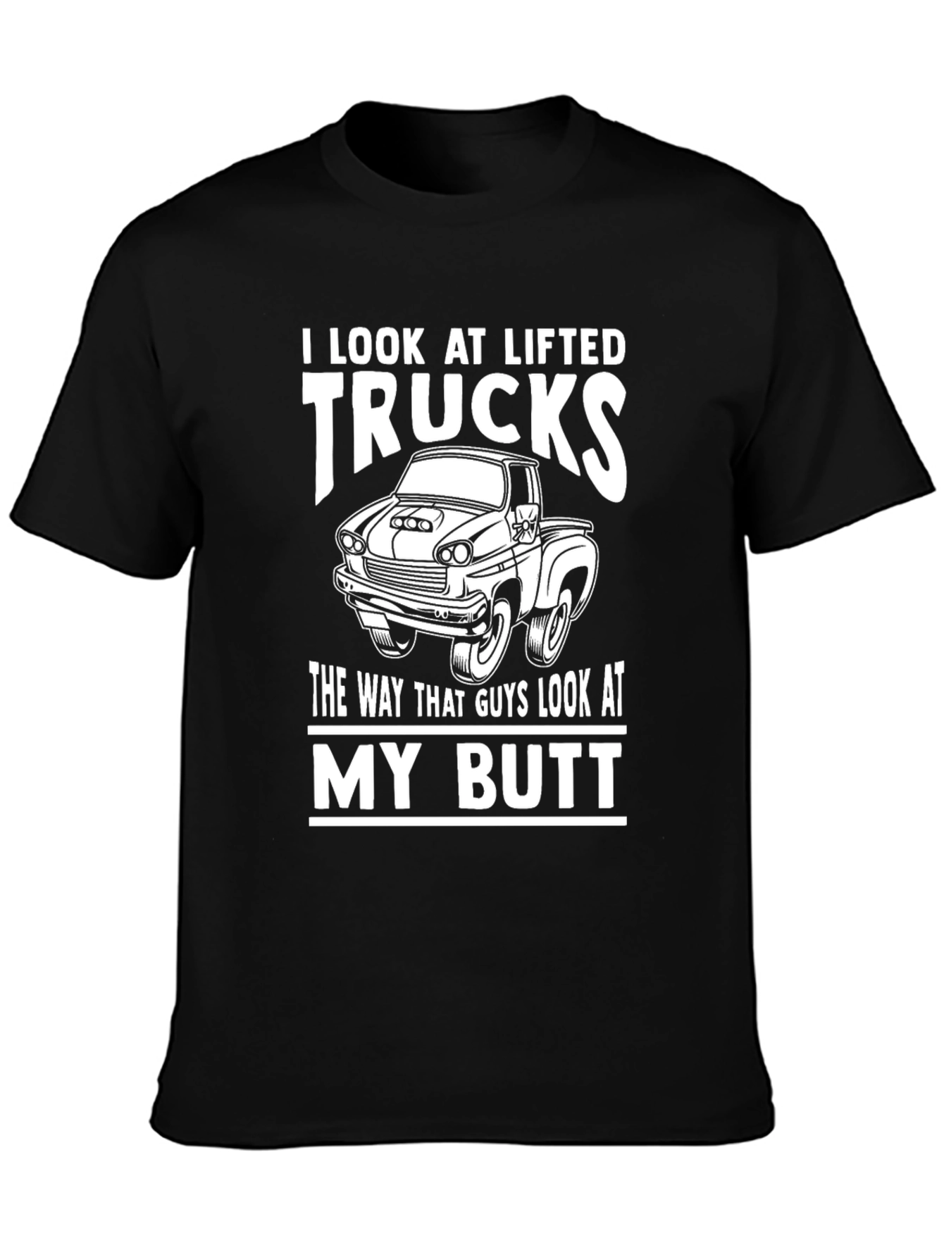 Black Lifted Trucks Graphic Tee - Funny Novelty T-Shirt view 3