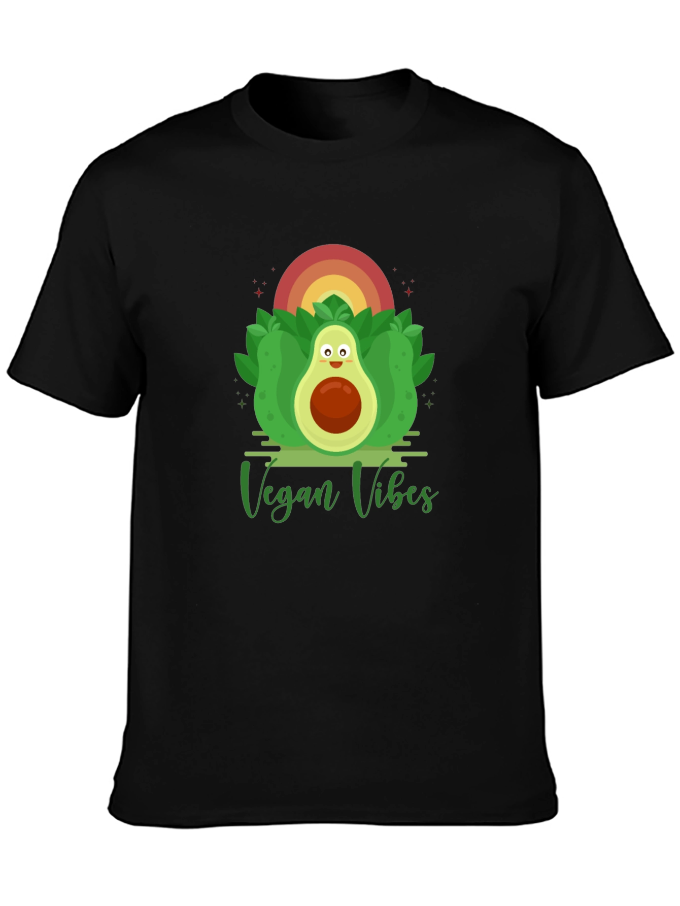 Black Vegan Vibes Graphic Tee - Avocado Design view 3
