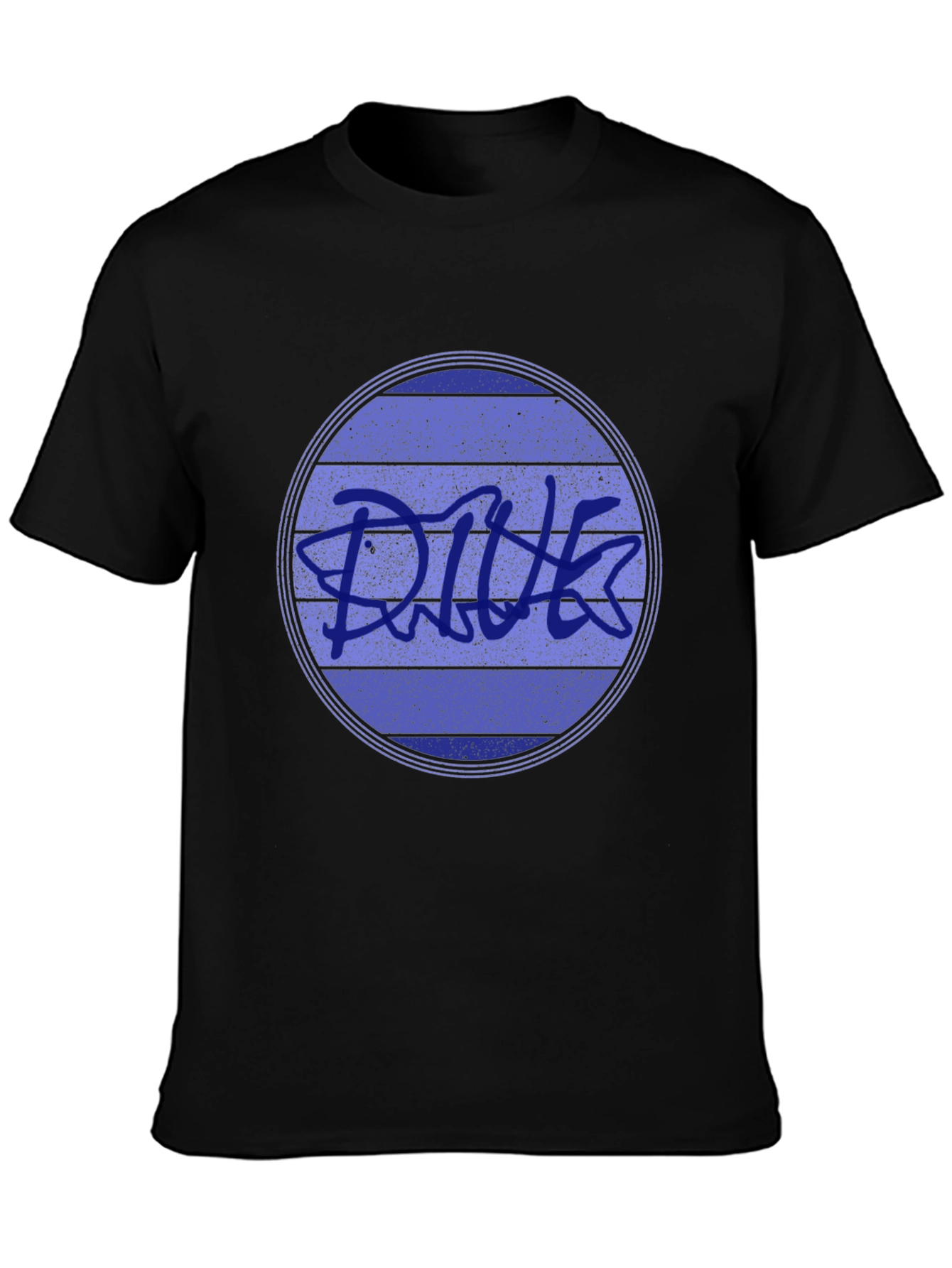 Black Retro DIVE Graphic Tee - Black Cotton Blend view 3