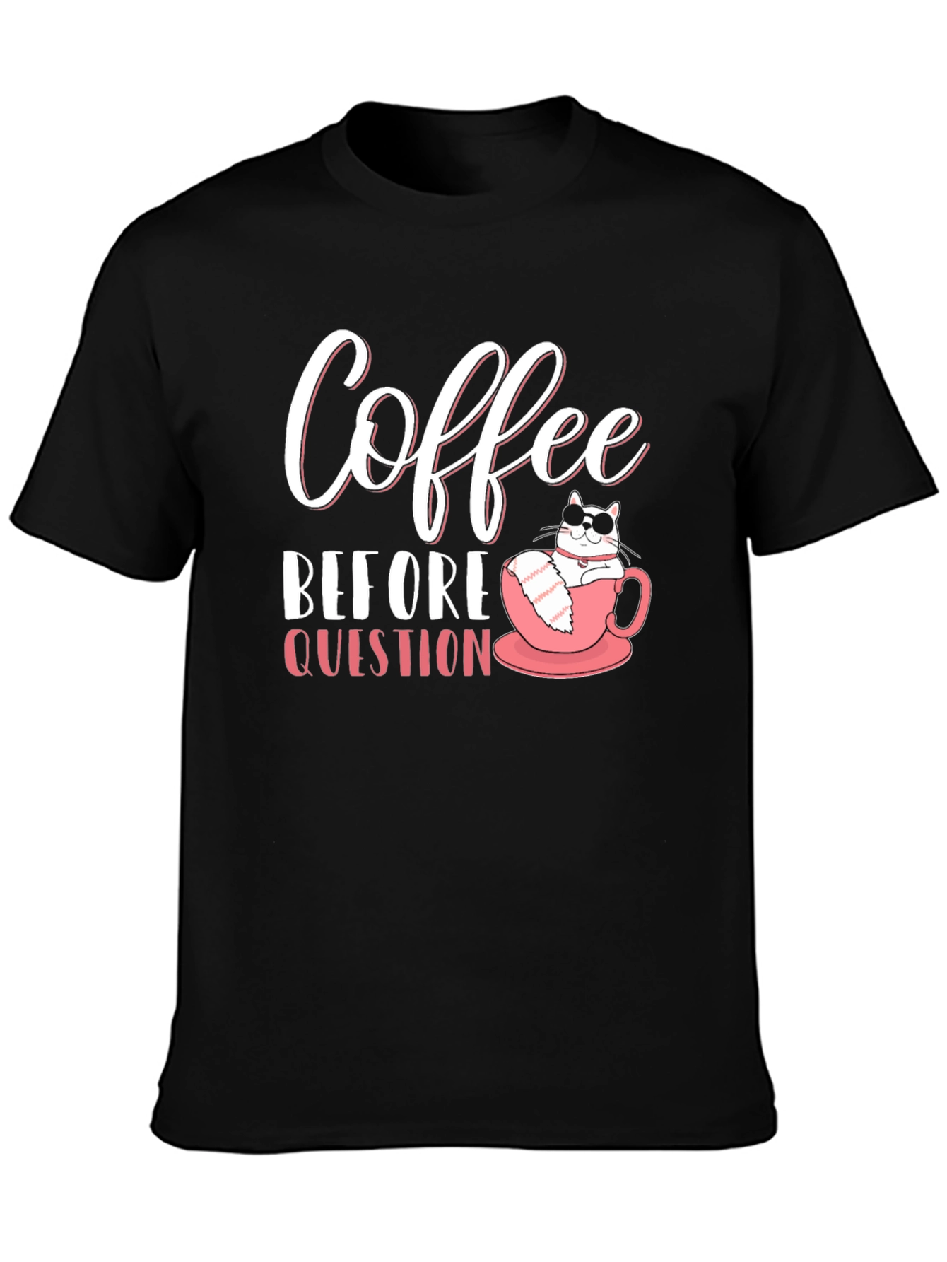 Black Coffee Before Question T-Shirt - Cat Lover Tee view 3