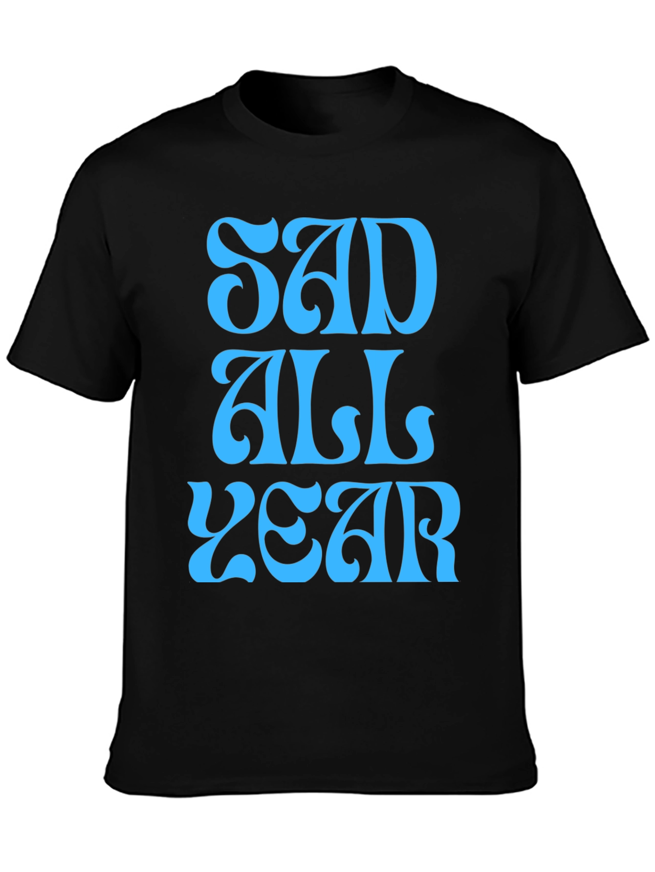 Sad All Year Graphic T-Shirt - Black - 3