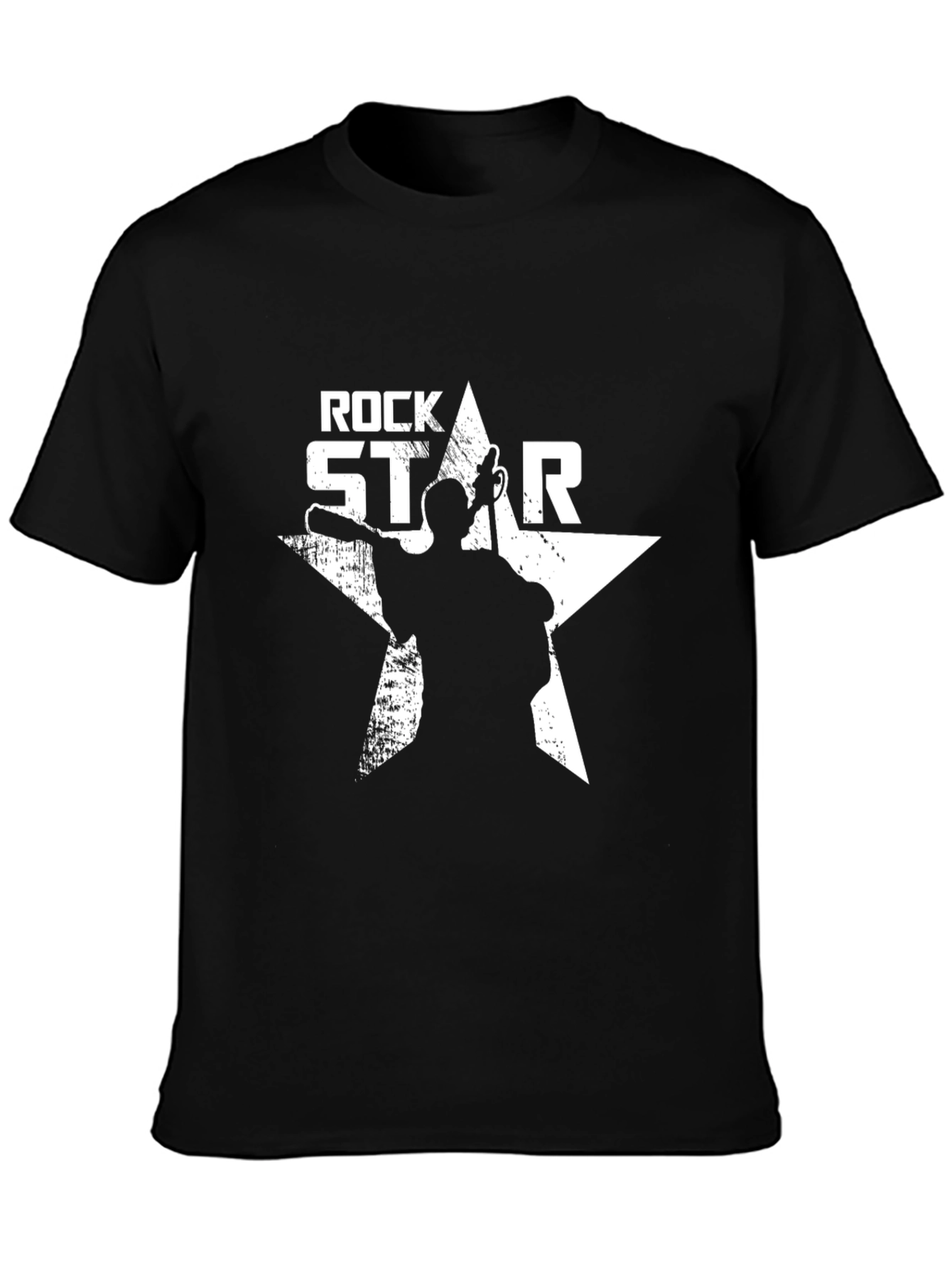 Black Rock Star Graphic Print Crew Neck Men's T-Shirt view 3