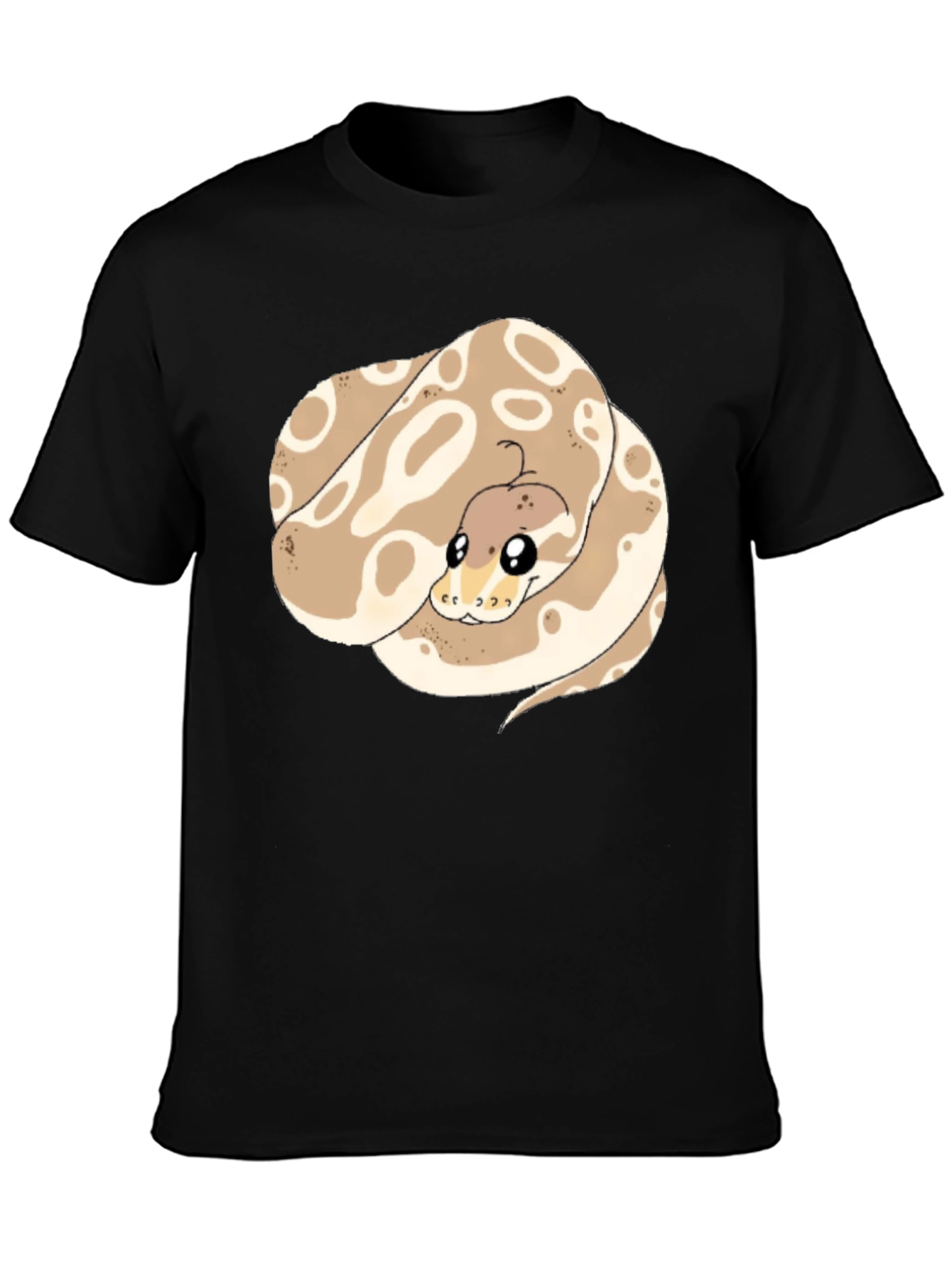 Black Cute Snake Graphic T-Shirt - Black Cotton Tee view 3