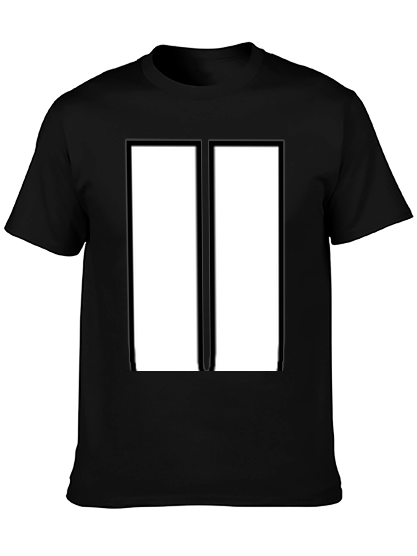 Black Modern Black & White Rectangular Design T-Shirt view 3
