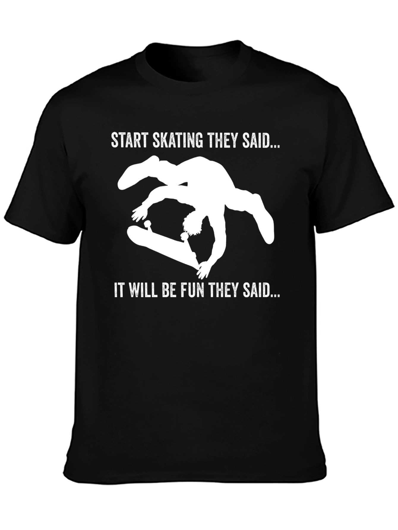 Black Skateboarding Fail Funny Graphic Tee view 3