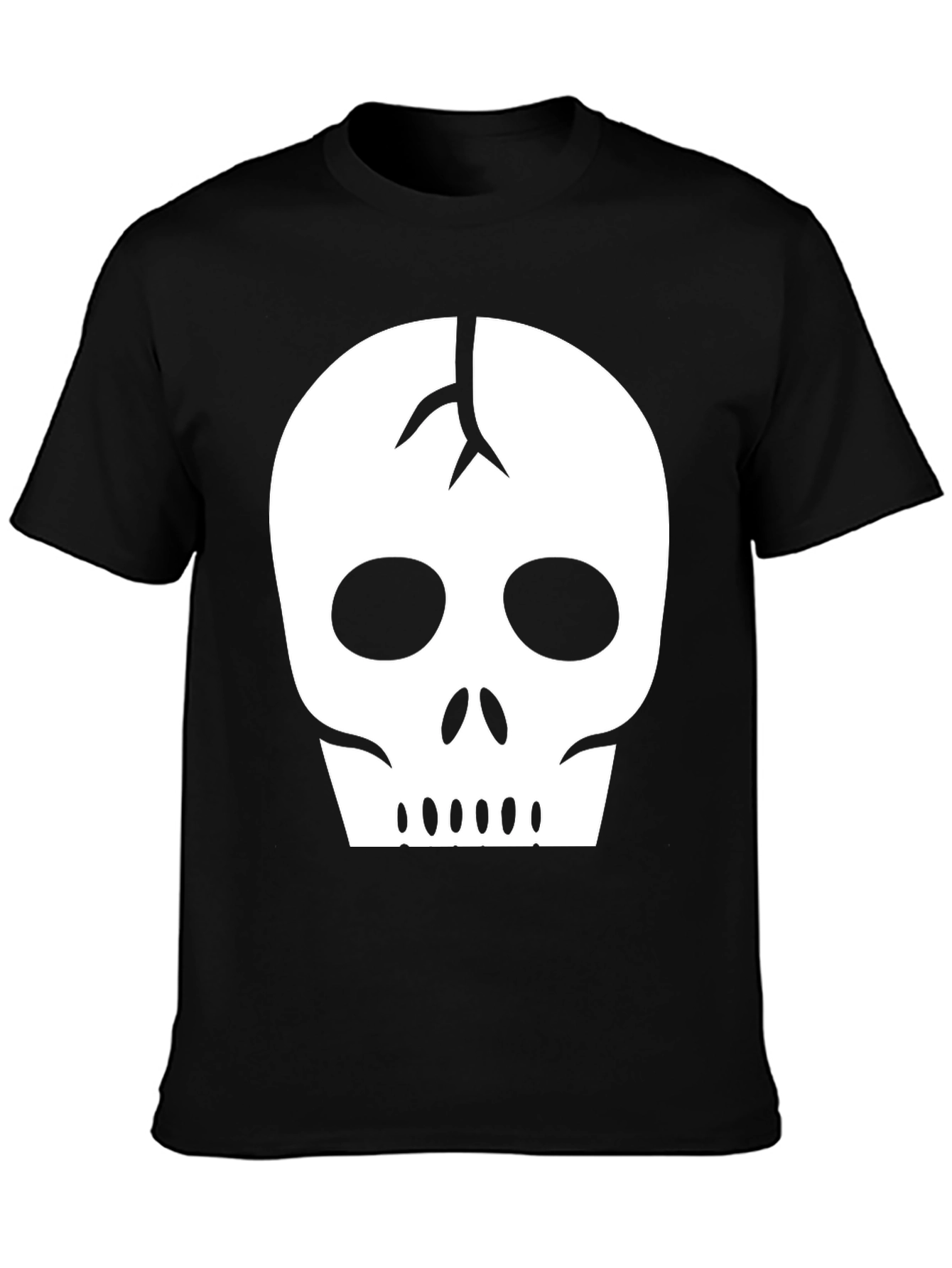 Black Skull Graphic Tee - Black Cotton Casual Shirt view 3