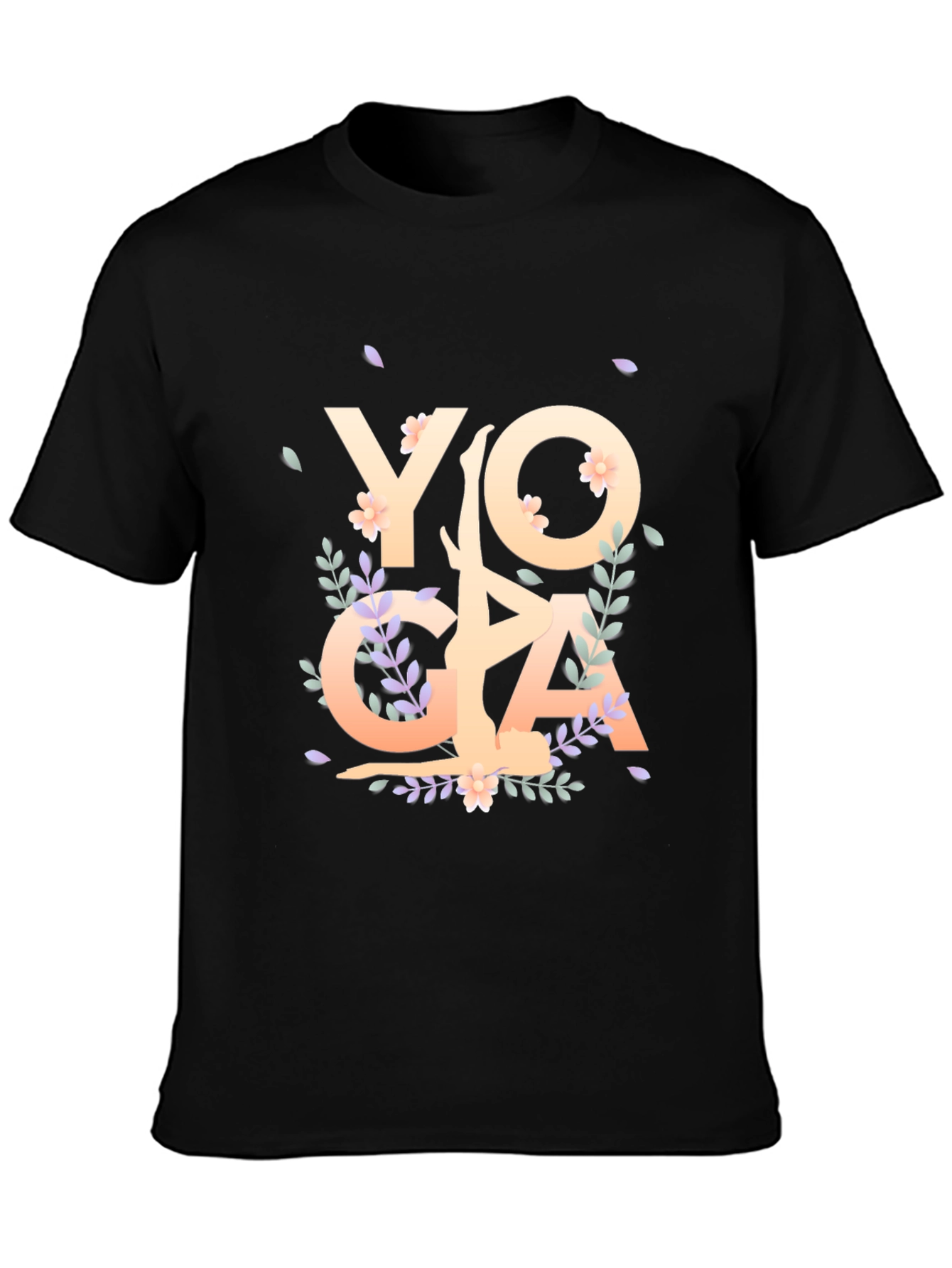 Black Yoga Floral Graphic T-Shirt view 3