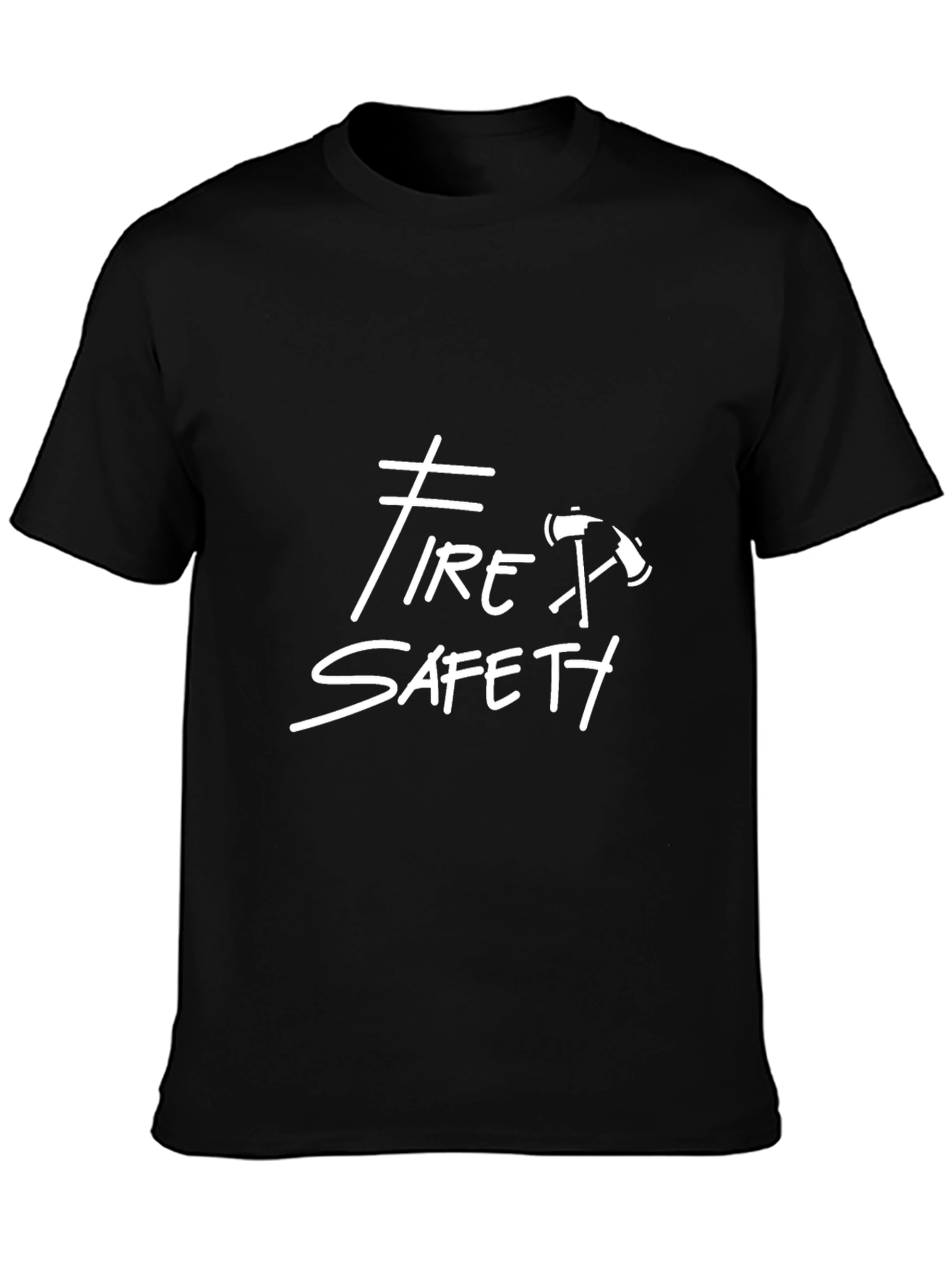 Black Fire Safety Graphic Tee - Black Cotton Blend T-Shirt view 3