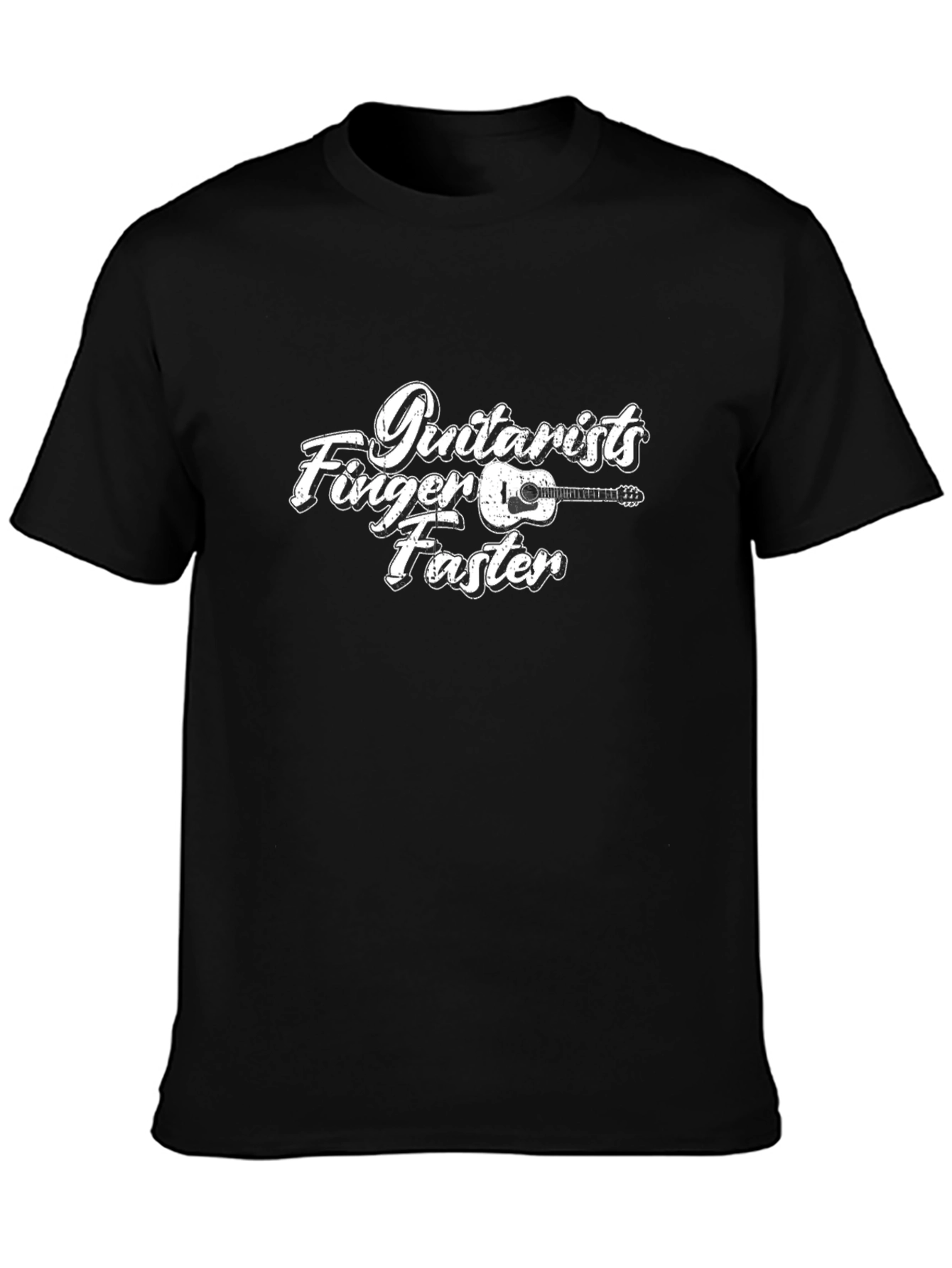 Black Guitarist Fingers Faster Black Graphic Tee view 3