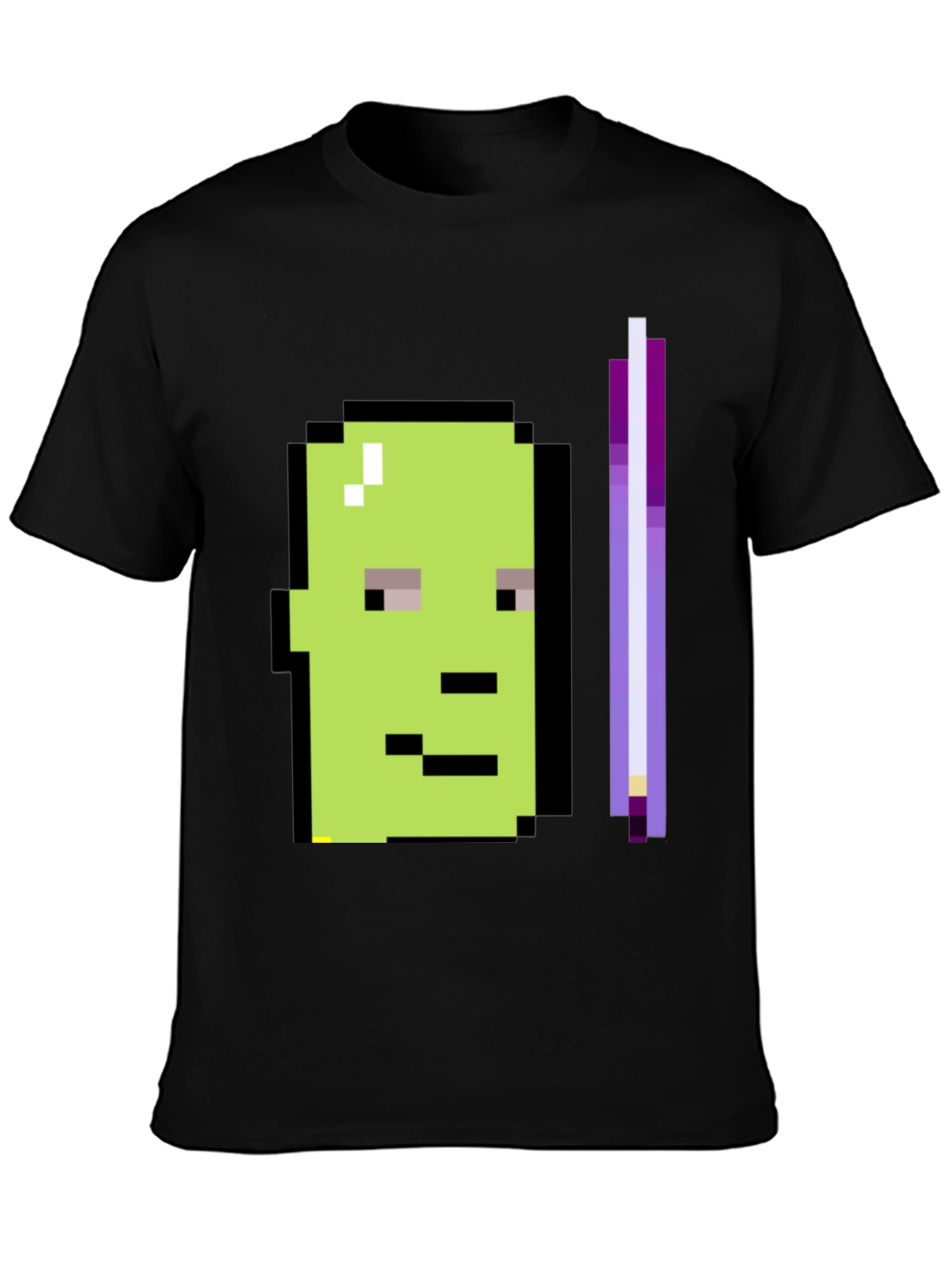 Black Pixel Art Character Graphic Tee - Black T-Shirt view 3