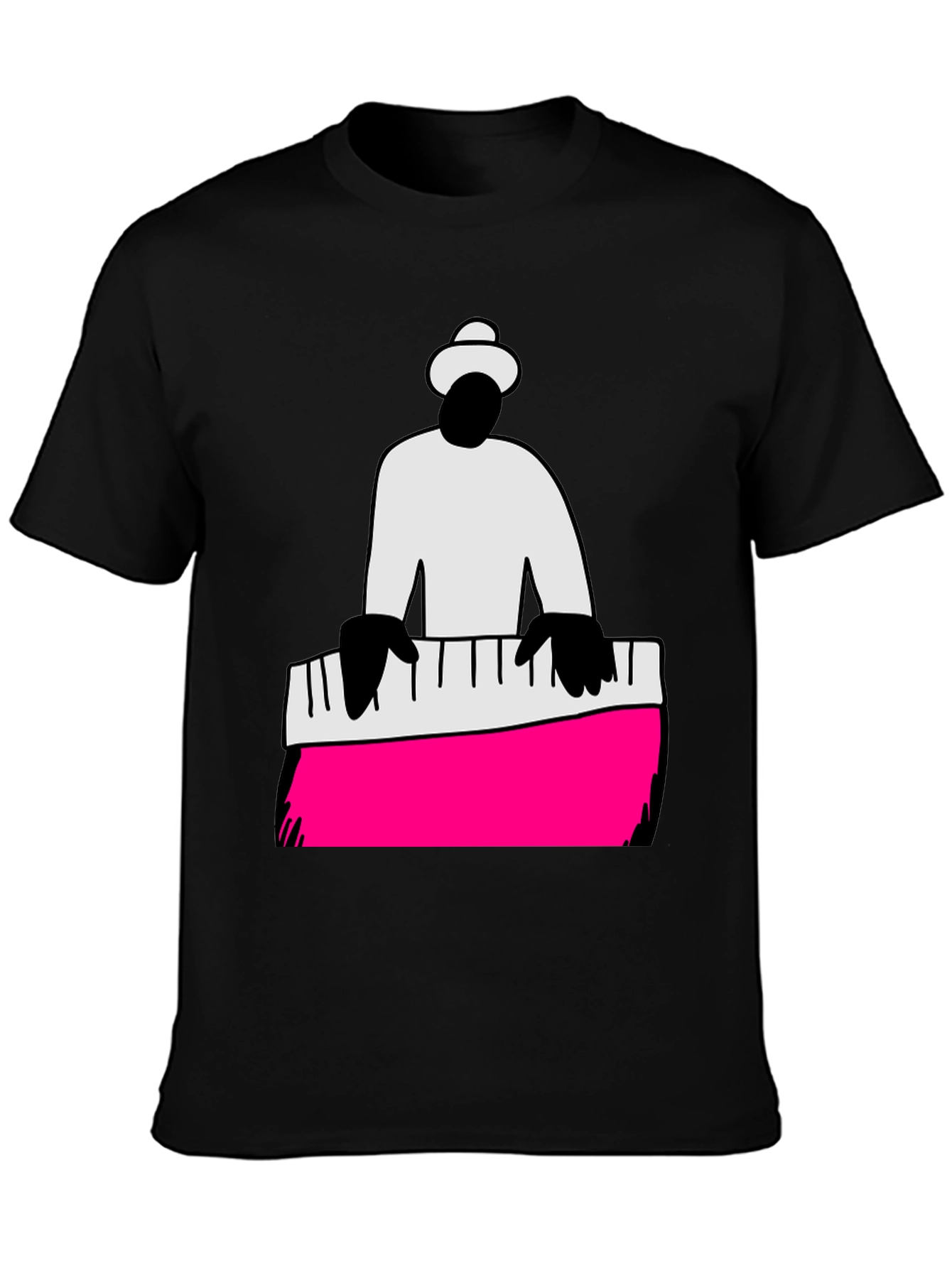 Black Piano Man Graphic Tee - Cool Musician T-Shirt view 3