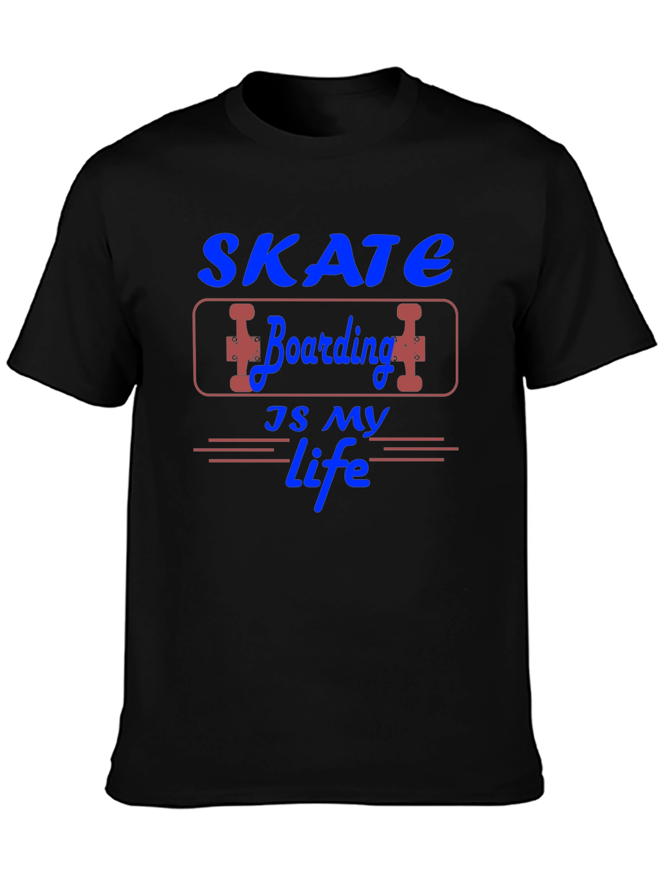 Black Skate Boarding is My Life Graphic T-Shirt view 3