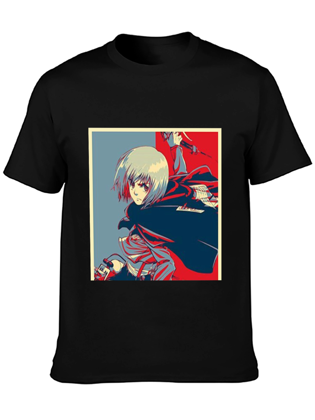 Black Anime Graphic T-Shirt - Attack on Titan Style view 3