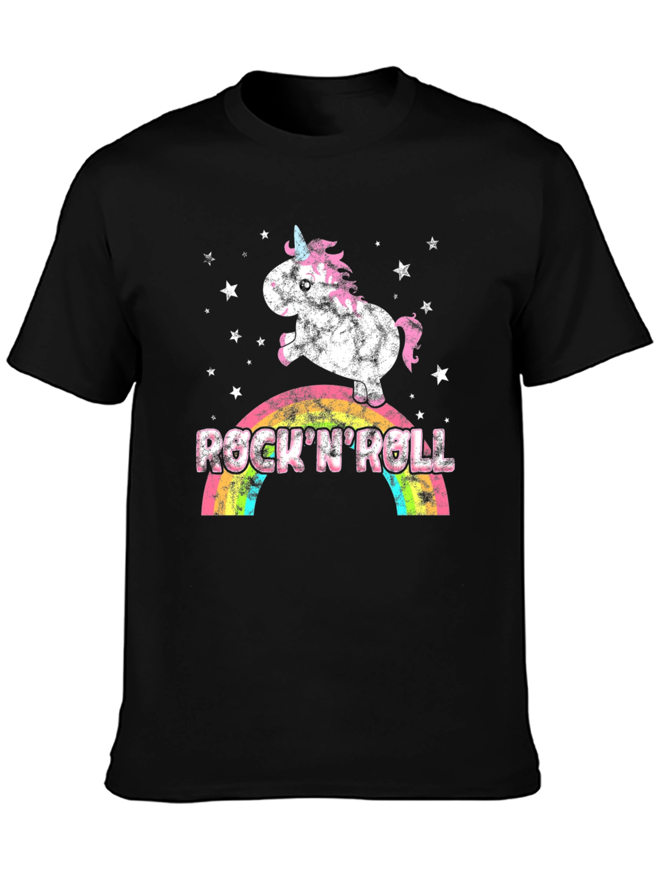 Black Rock 'N Roll Unicorn Graphic T-Shirt view 3