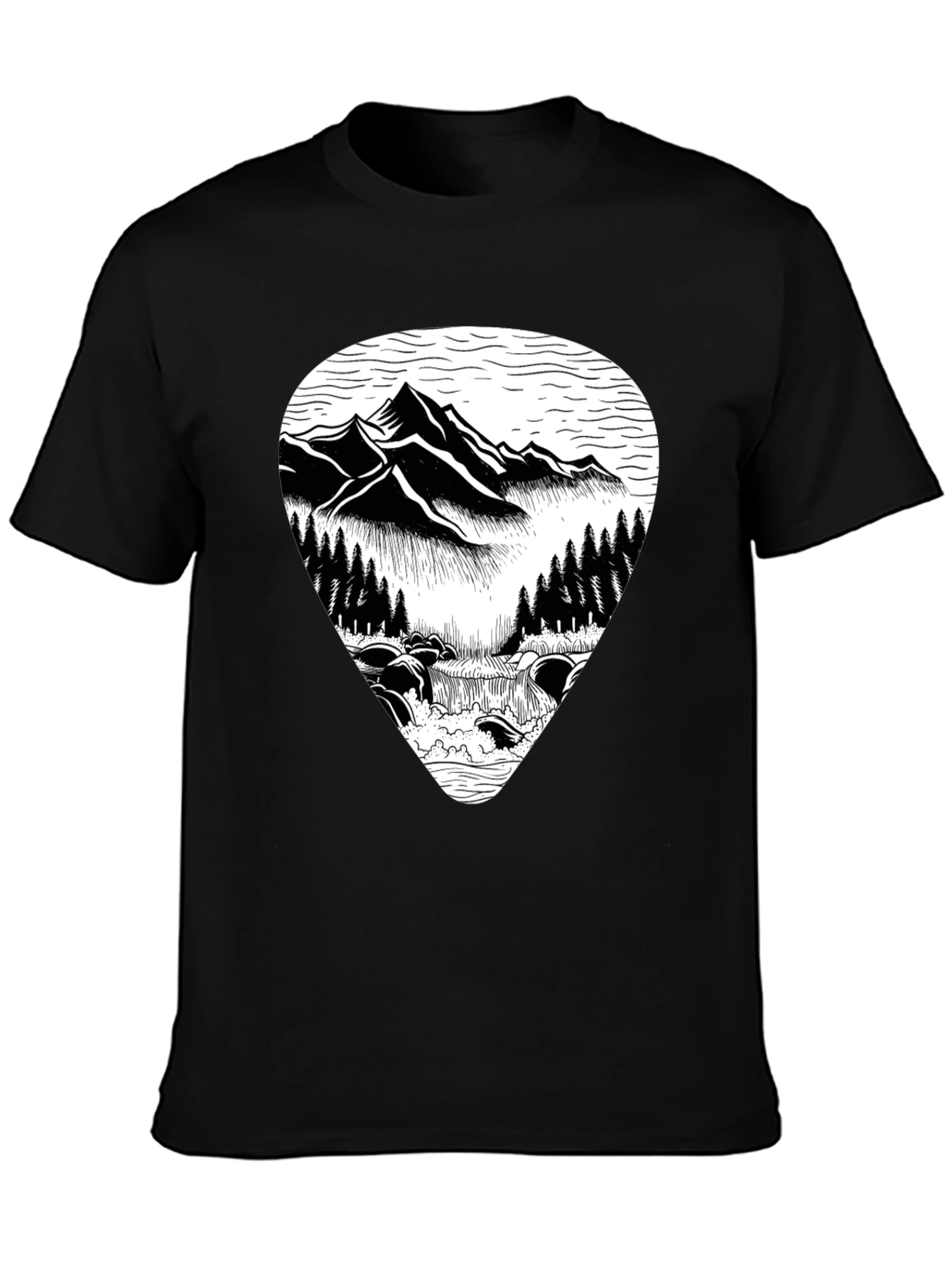 Black Mountain River Graphic Tee - Nature Inspired T-Shirt view 3