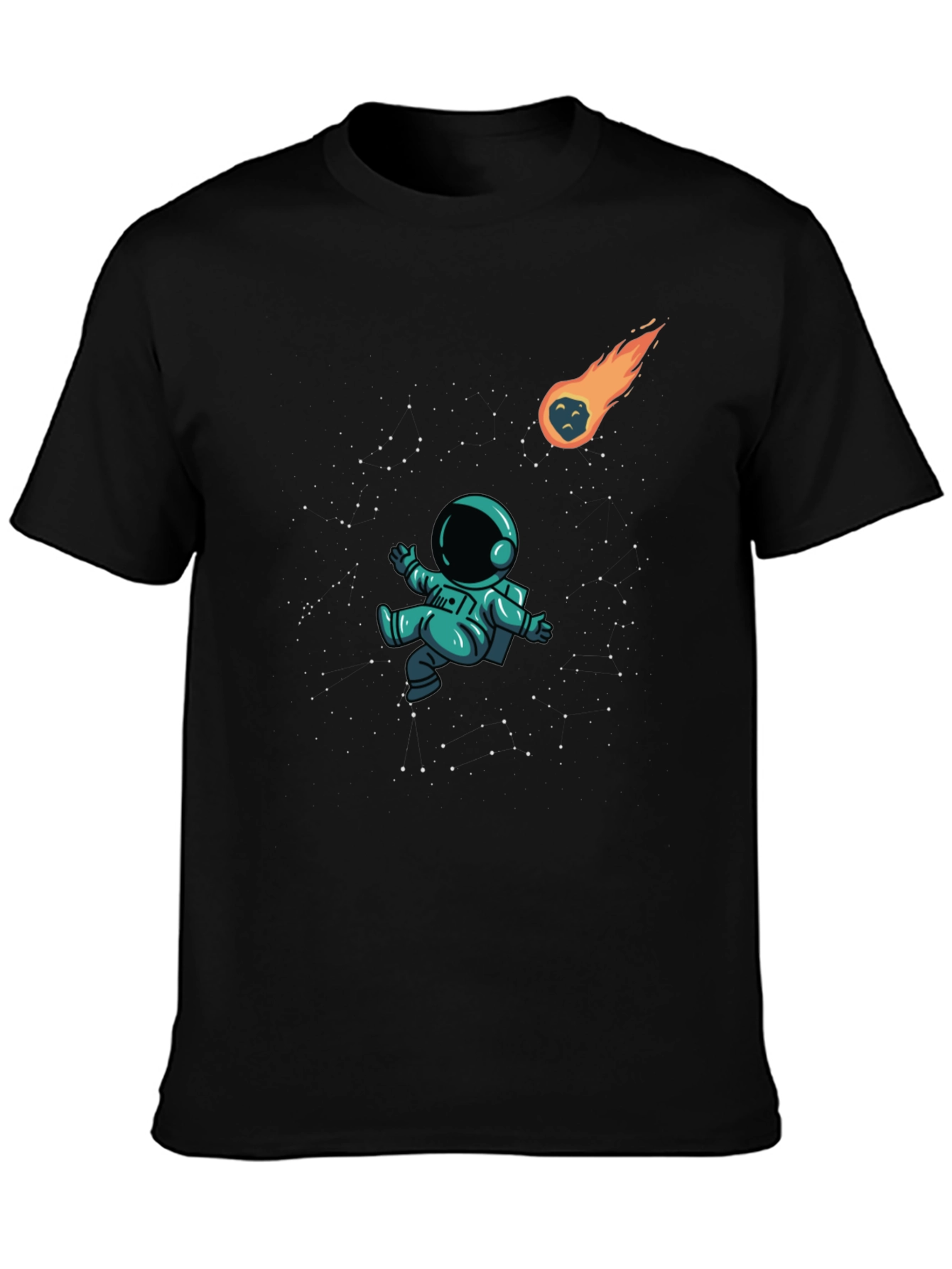 Black Astronaut in Space Black T-Shirt view 3