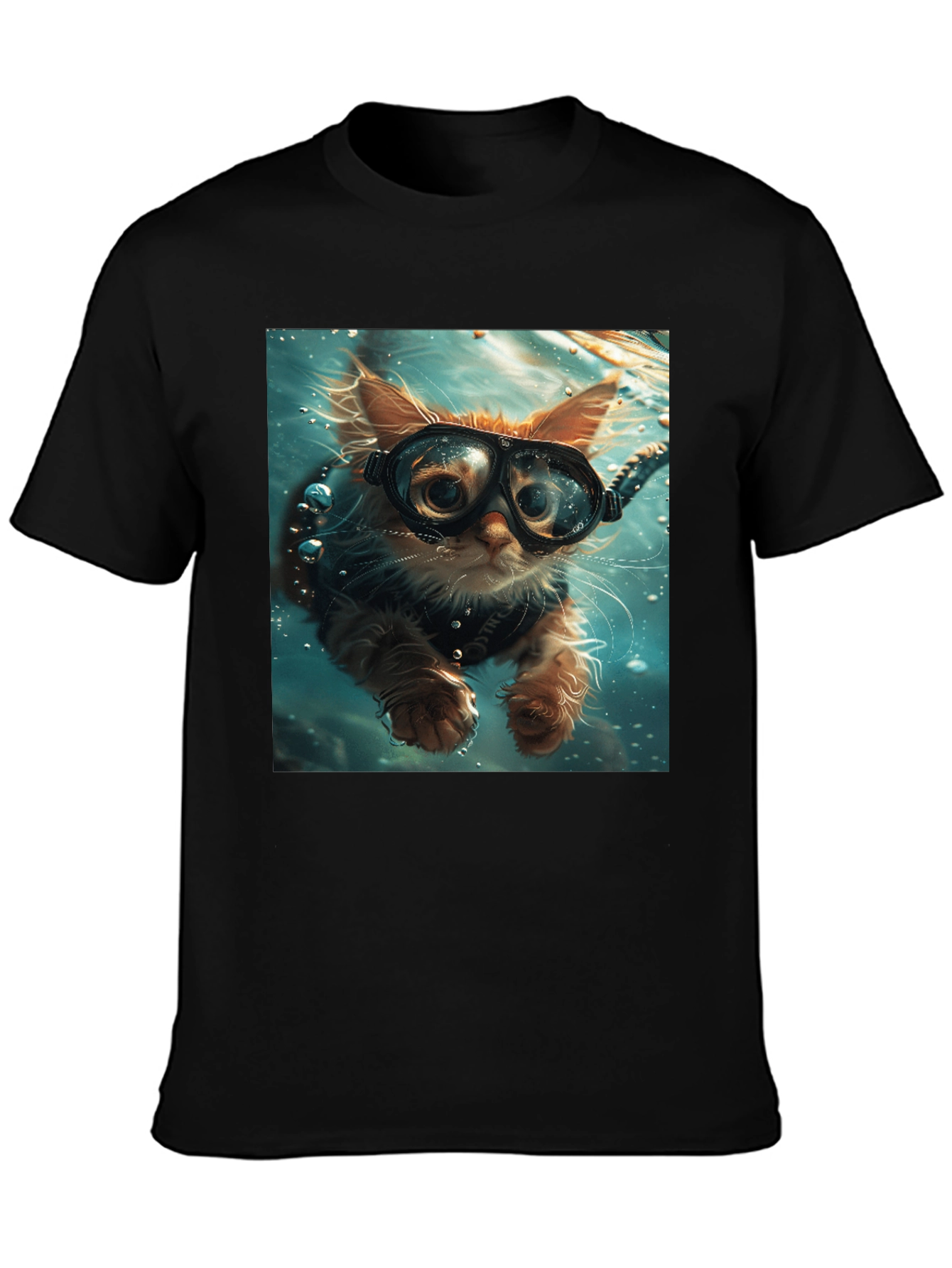 Black Diving Cat T-Shirt - Novelty Graphic Tee view 3