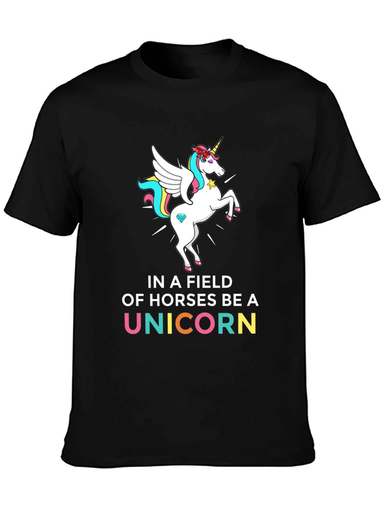 Black Be a Unicorn Graphic T-Shirt view 3