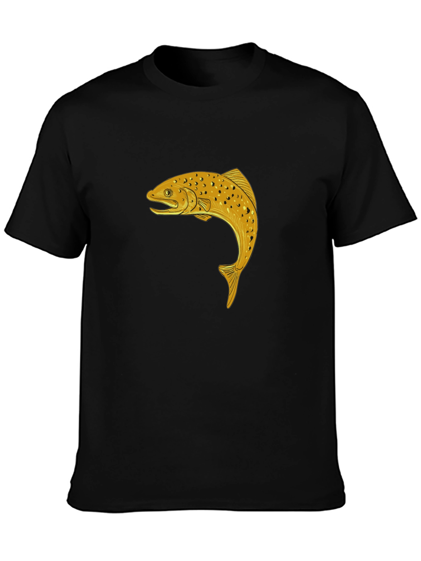 Black Trout Graphic Tee - Black Cotton T-Shirt view 3