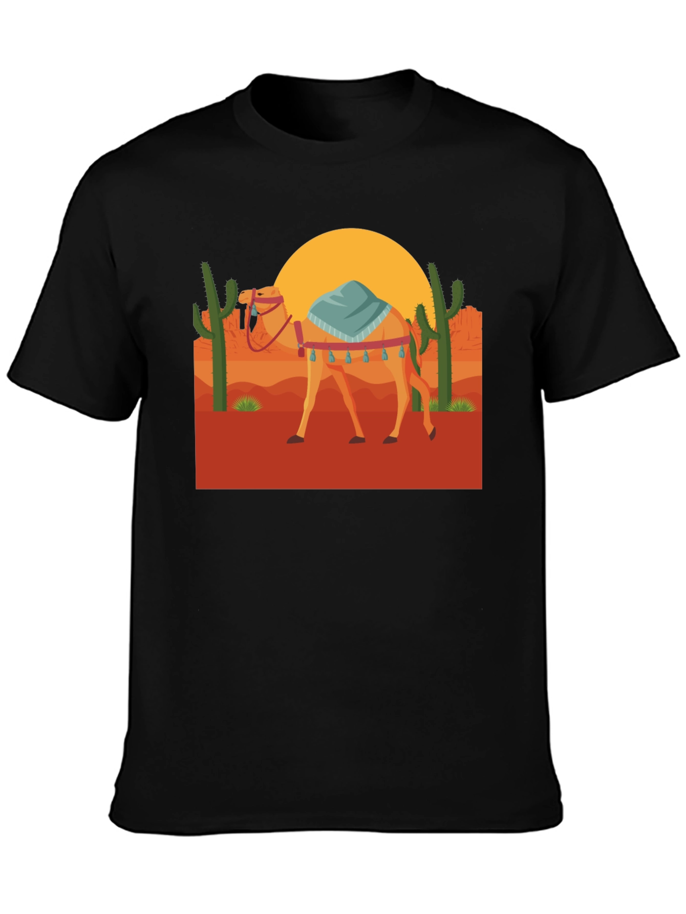 Black Desert Camel Graphic Tee - Unisex Black T-Shirt view 3