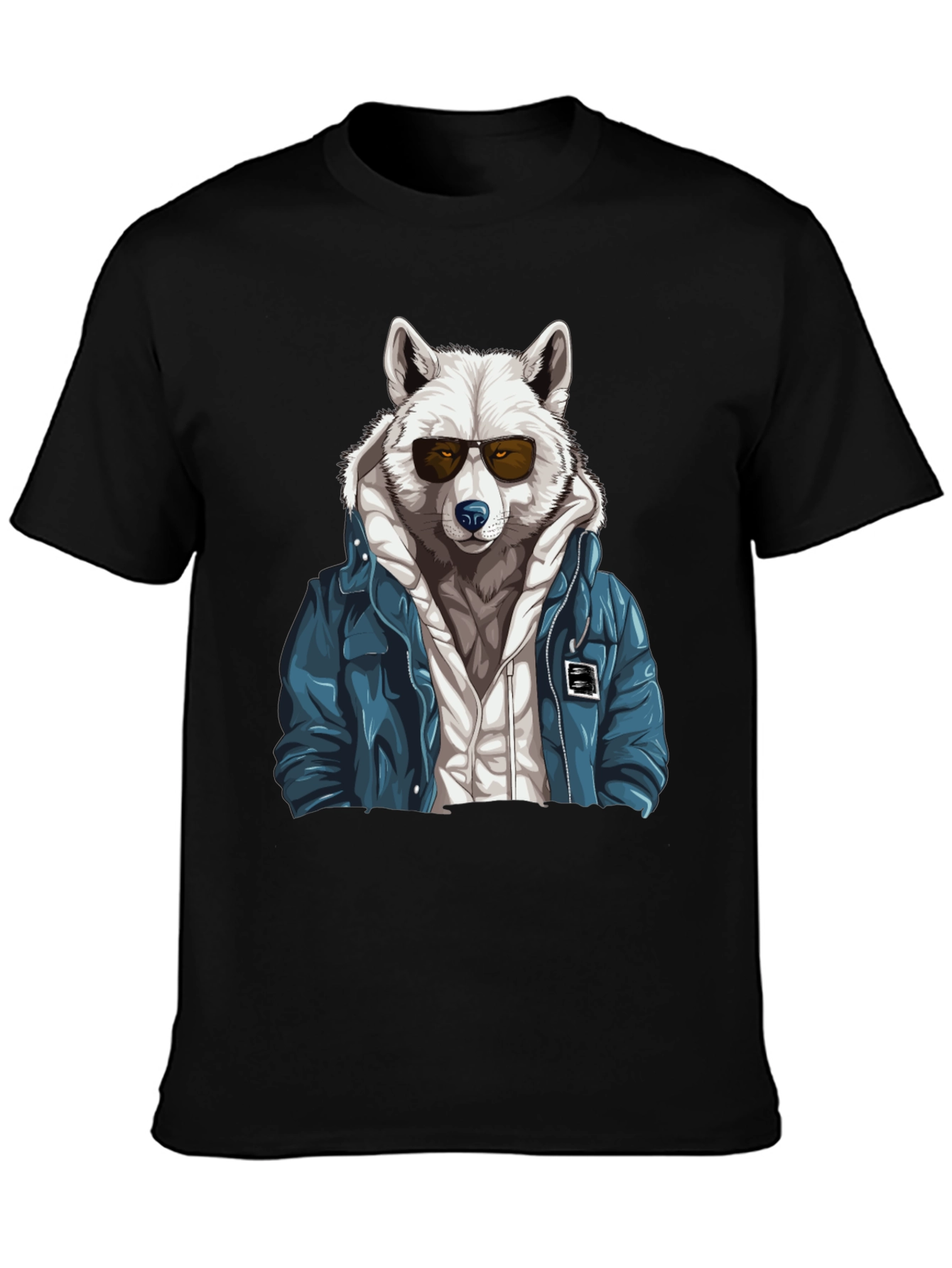 Black Cool Wolf Graphic Tee - Streetwear Style view 3