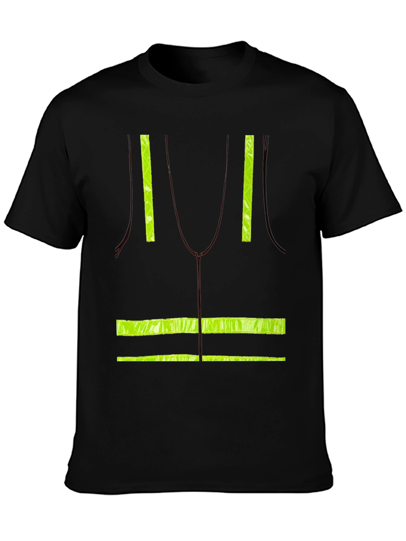 Black Safety Vest Print T-Shirt view 3
