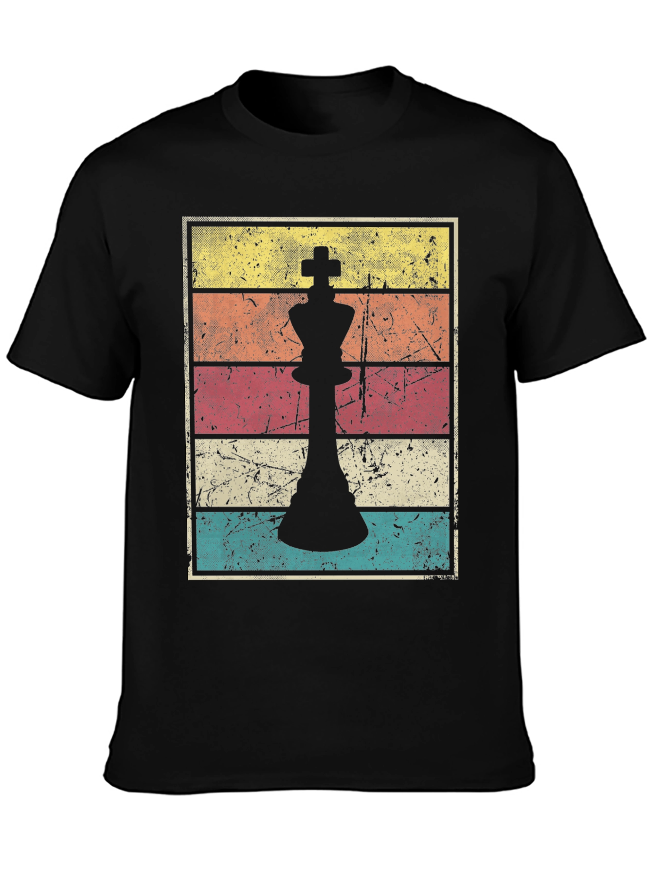 Black Retro Chess King T-Shirt - Vintage Style Tee view 3