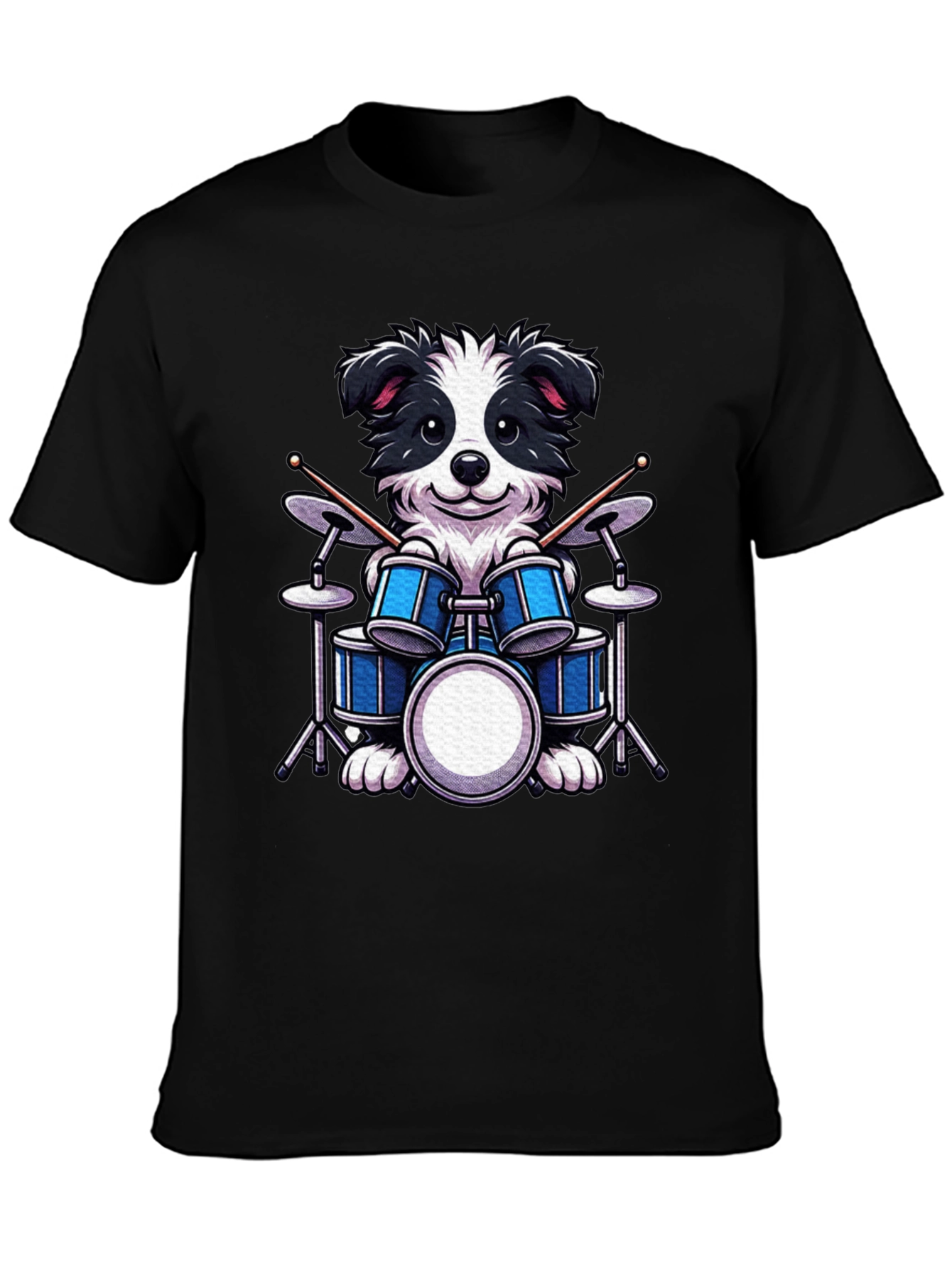 Black Drummer Dog T-Shirt - Black view 3