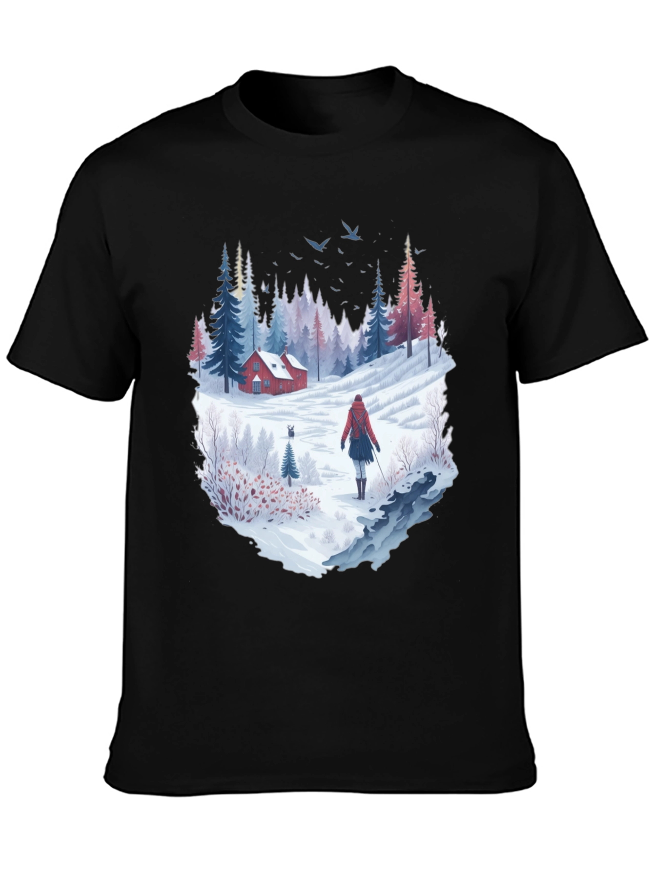 Black Winter Cabin T-Shirt view 3