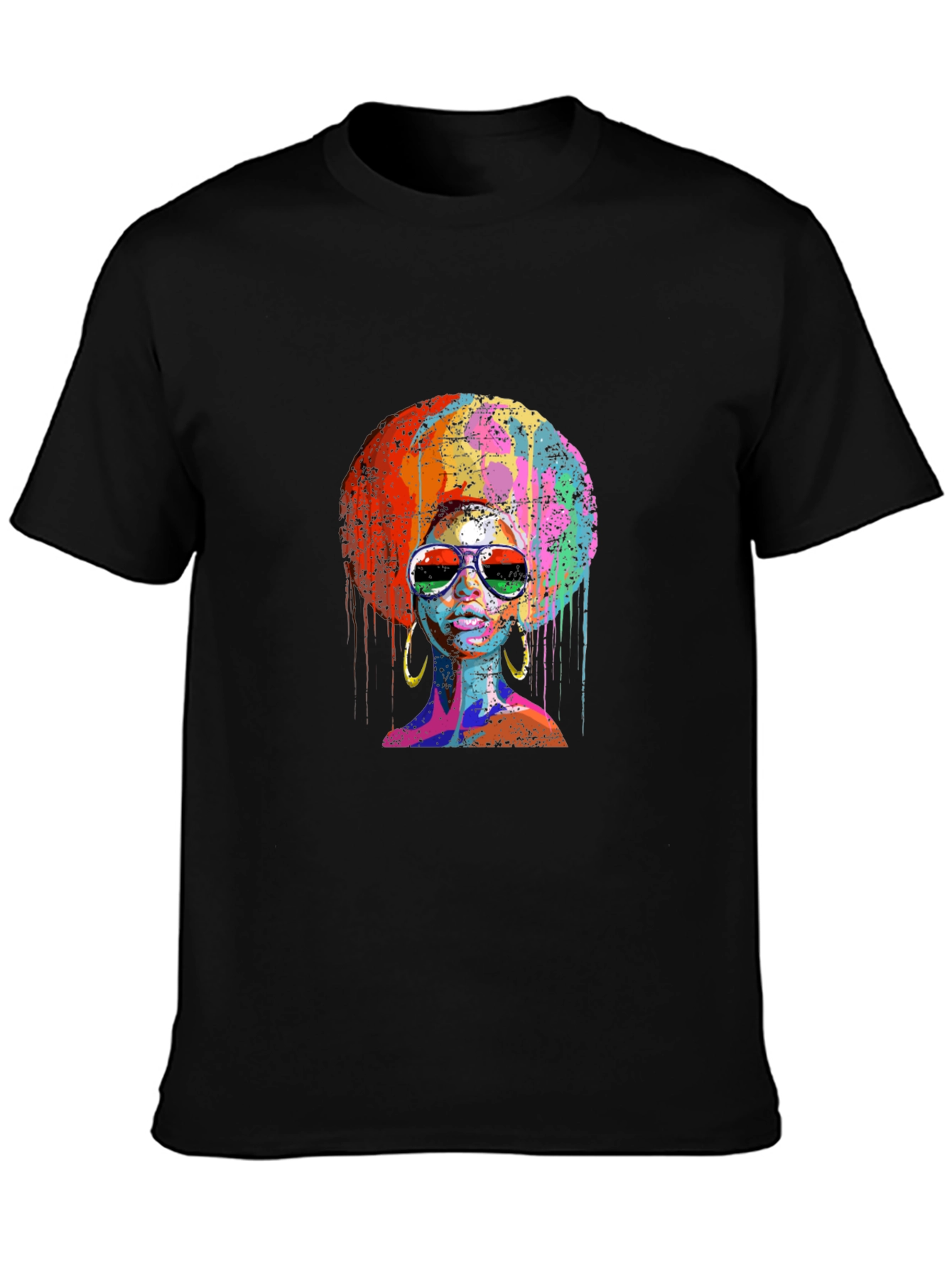 Black Afro Woman Graphic Tee - Vivid Colors view 3