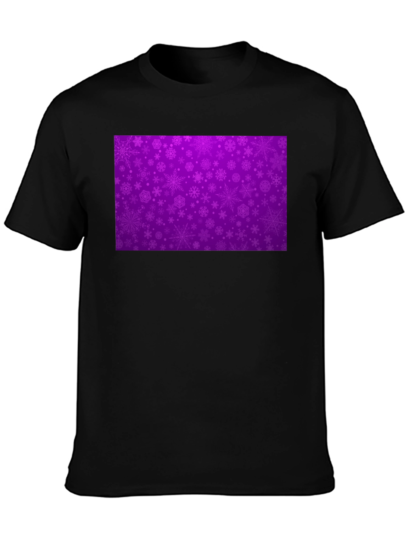 Black Purple Snowflake Pattern T-Shirt view 3