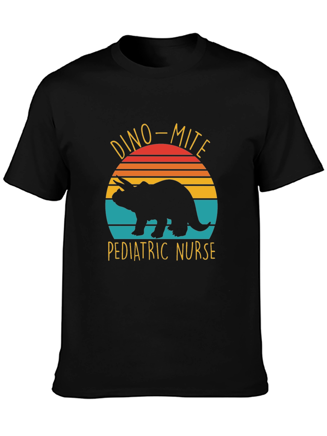 Black Dino-Mite Pediatric Nurse T-Shirt view 3