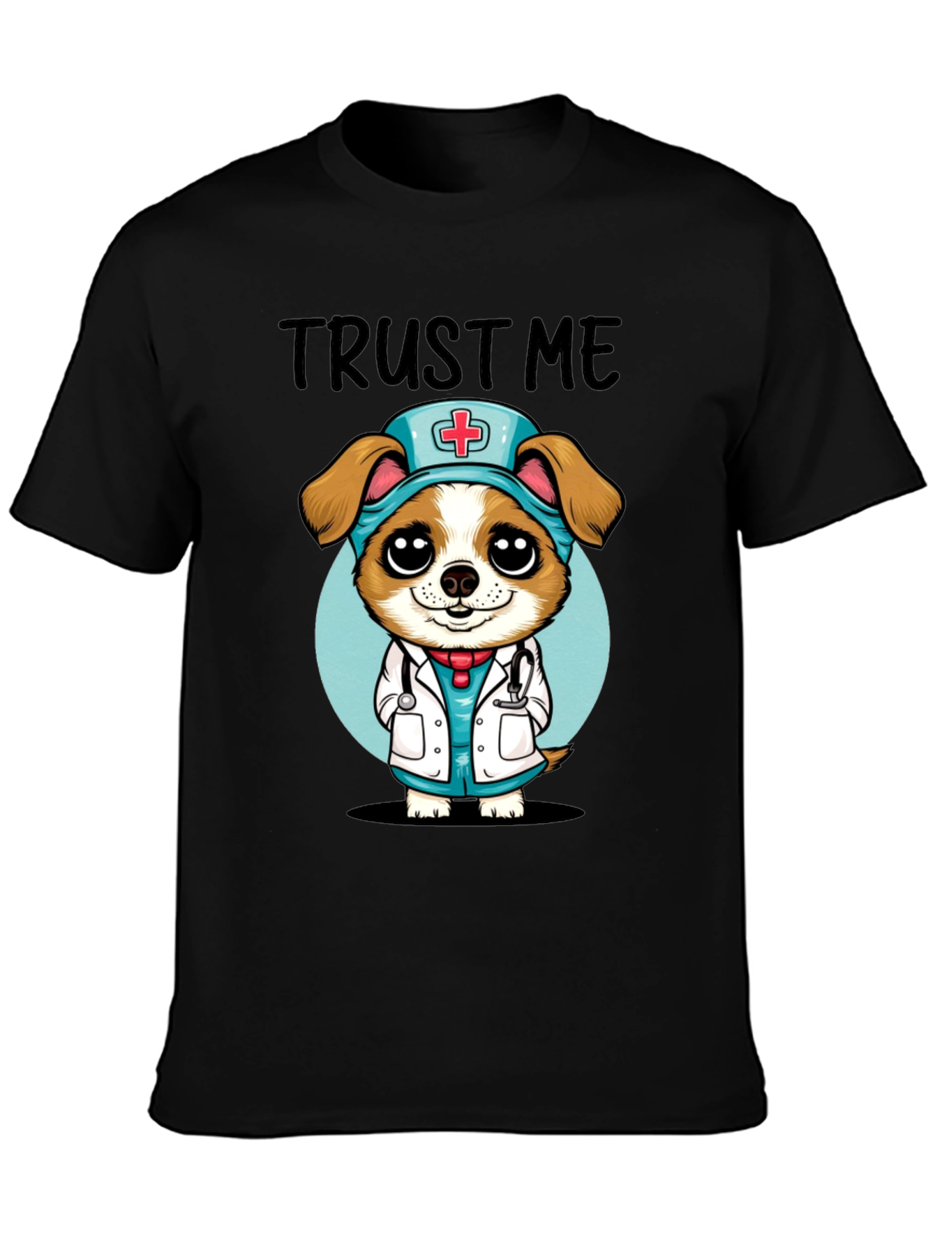 Black Trust Me, I'm a Dog-tor! Novelty T-Shirt view 3